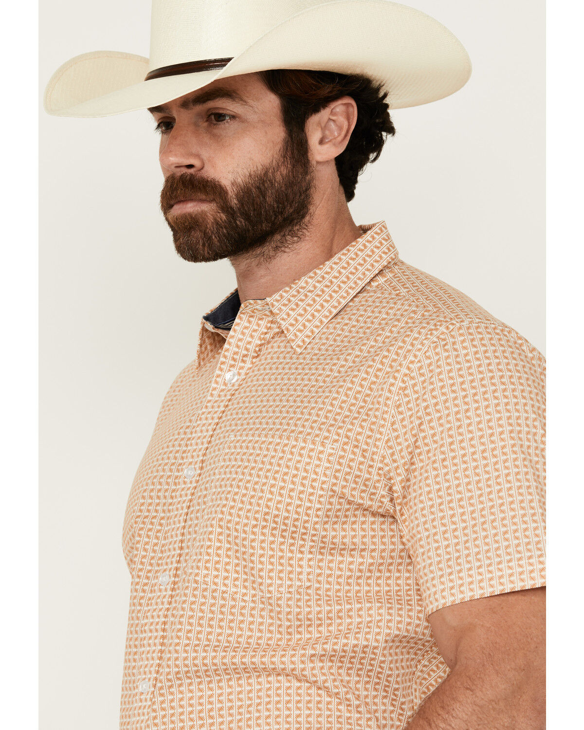 Cody James Men's Gold Coast Geo Print Short Sleeve Button-Down Stretch Western Shirt - Tall