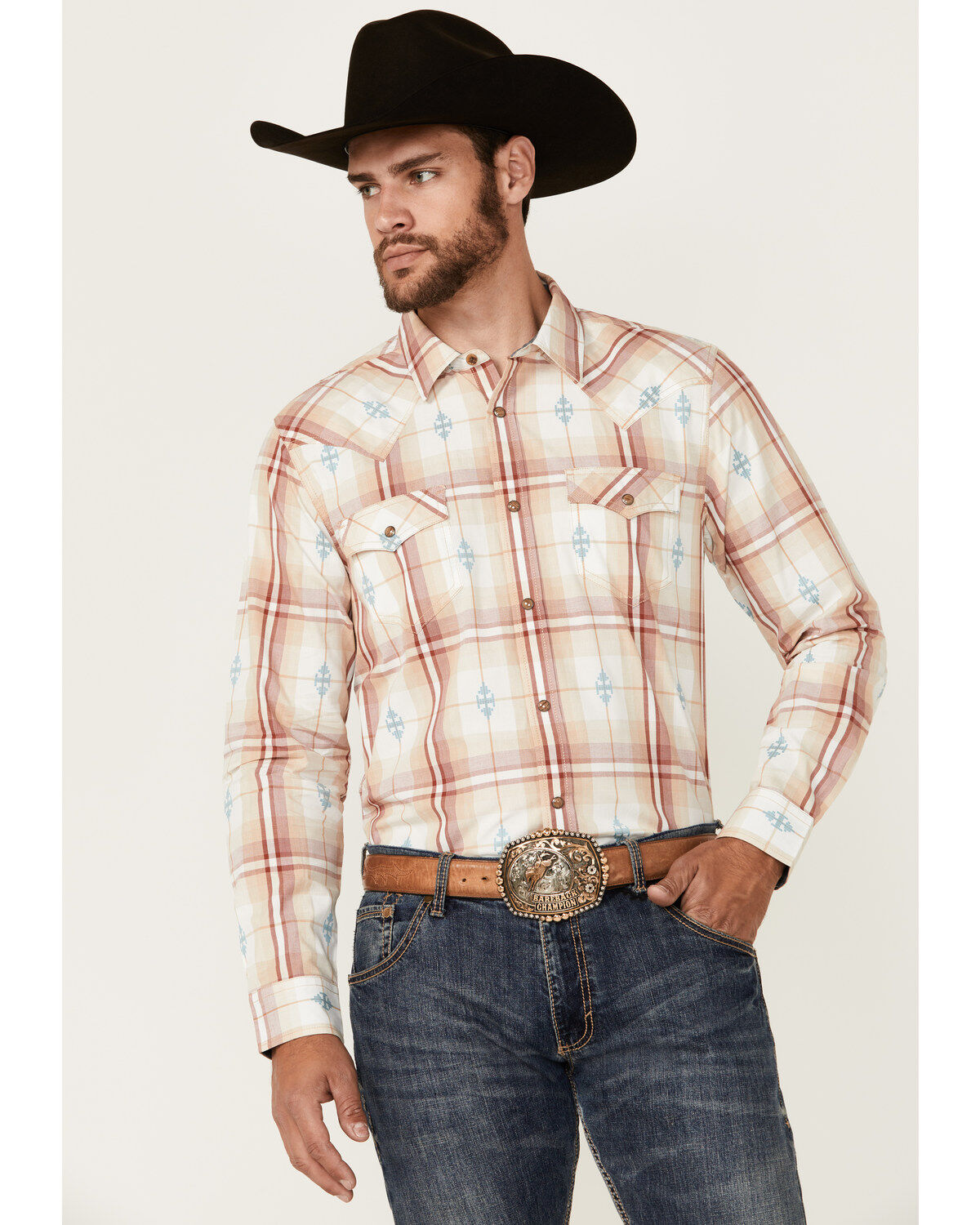 Cody James Men's Samba Plaid Print Long Sleeve Snap Western Shirt - Tall