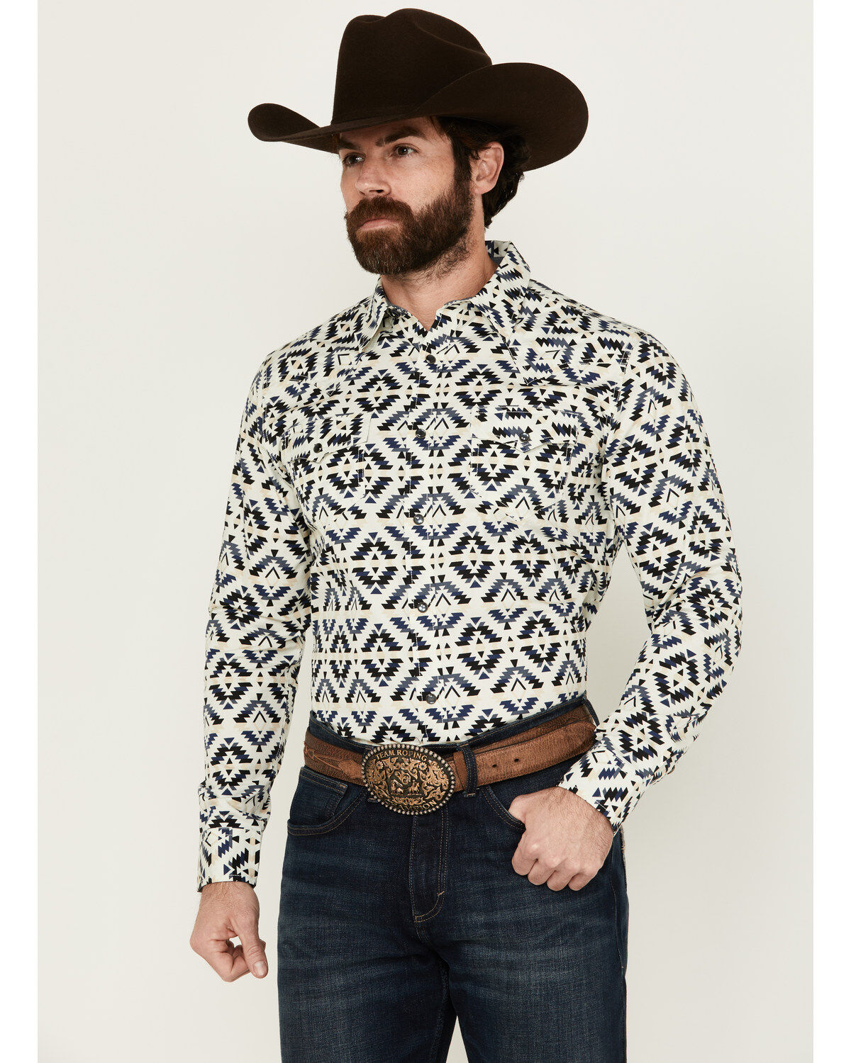 Cody James Men's Down Yonder Southwestern Print Long Sleeve Pearl Snap Western Shirt - Tall