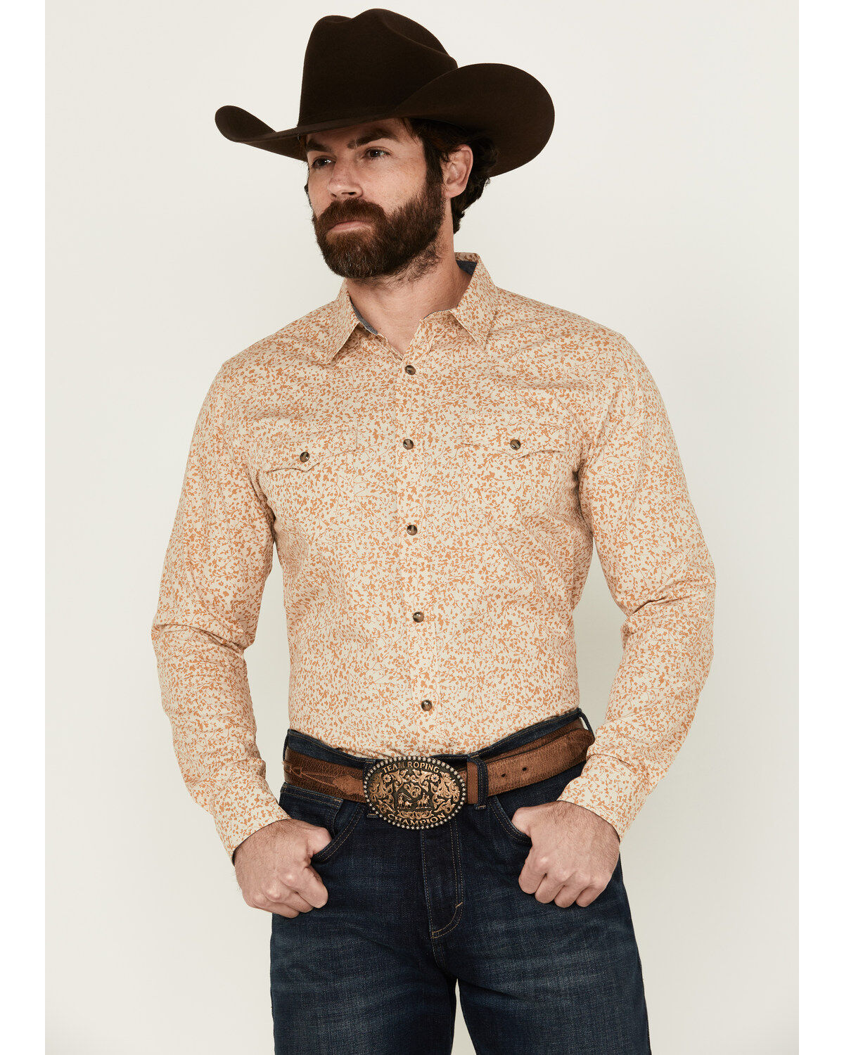 Cody James Men's Playing Field Floral Print Long Sleeve Snap Western Shirt