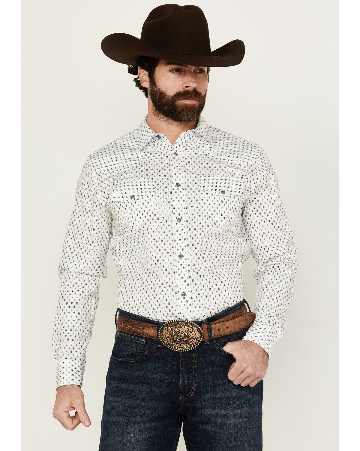 Gibson Men's Polka Geo Print Long Sleeve Snap Western Shirt
