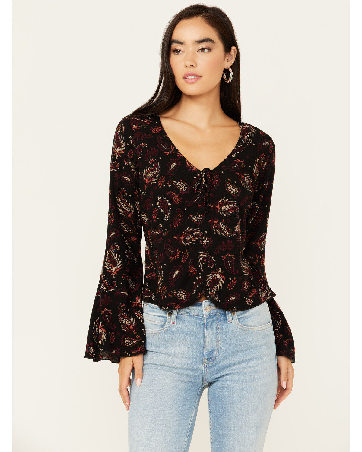Idyllwind Women's Tara Tie Front Bell Sleeve Blouse 1 243900-idyllwind-women-s-tara-tie-front-bell-sleeve-blouse-1.jpg