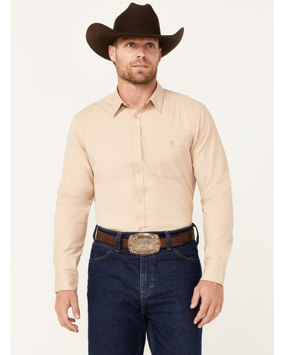 RANK 45&reg; Men's Logo Long Sleeve Button-Down Performance Western Shirt