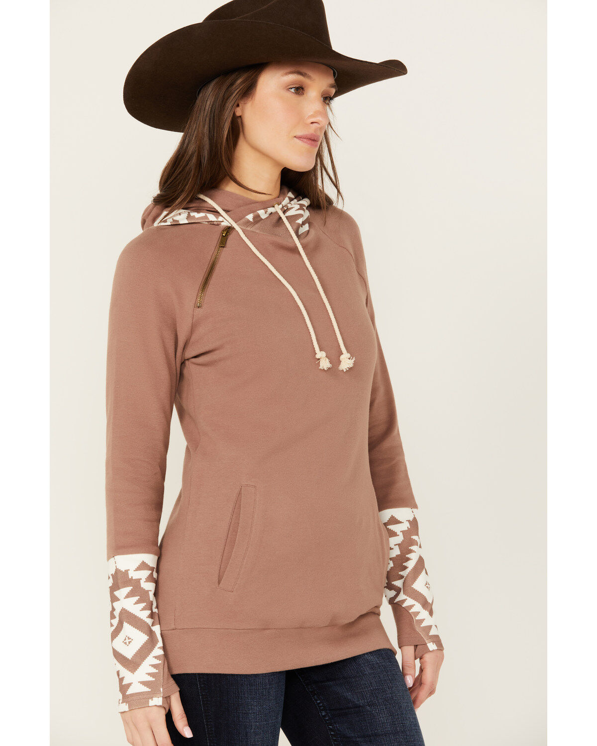 Ampersand Avenue Women's Southwestern Print Hooded Pullover