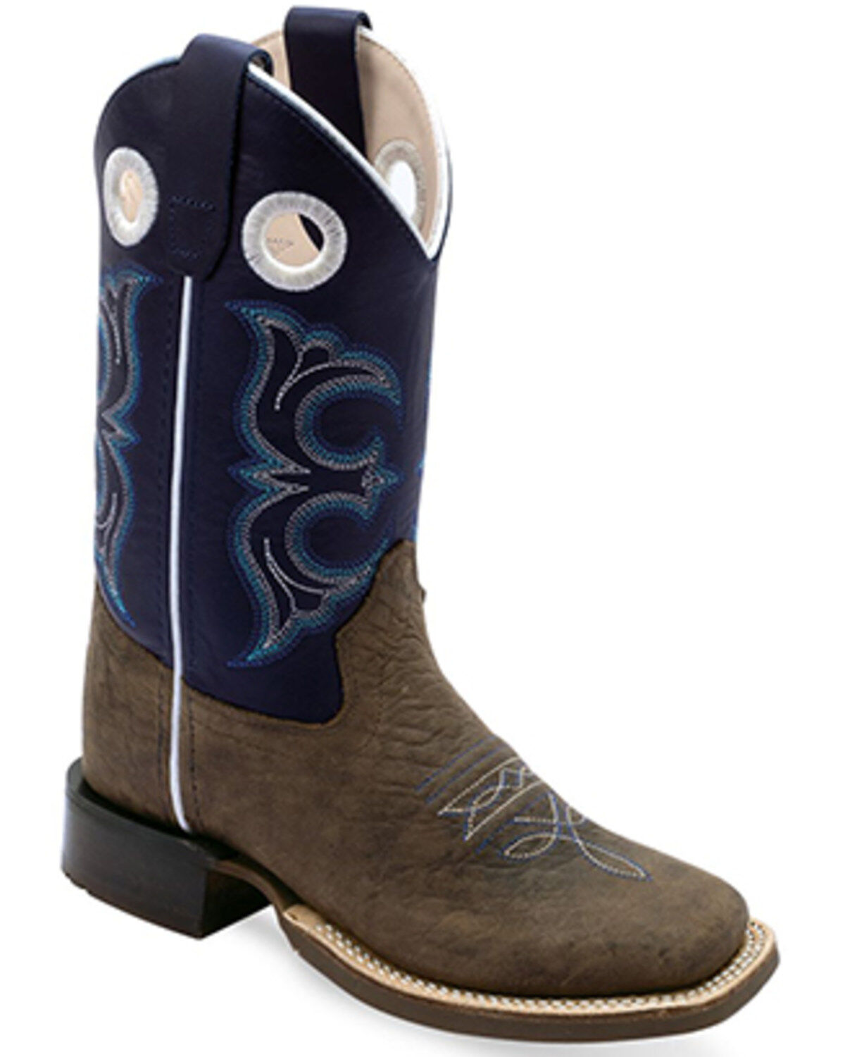 Old West Boys' Hand Corded Western Boots - Broad Square Toe