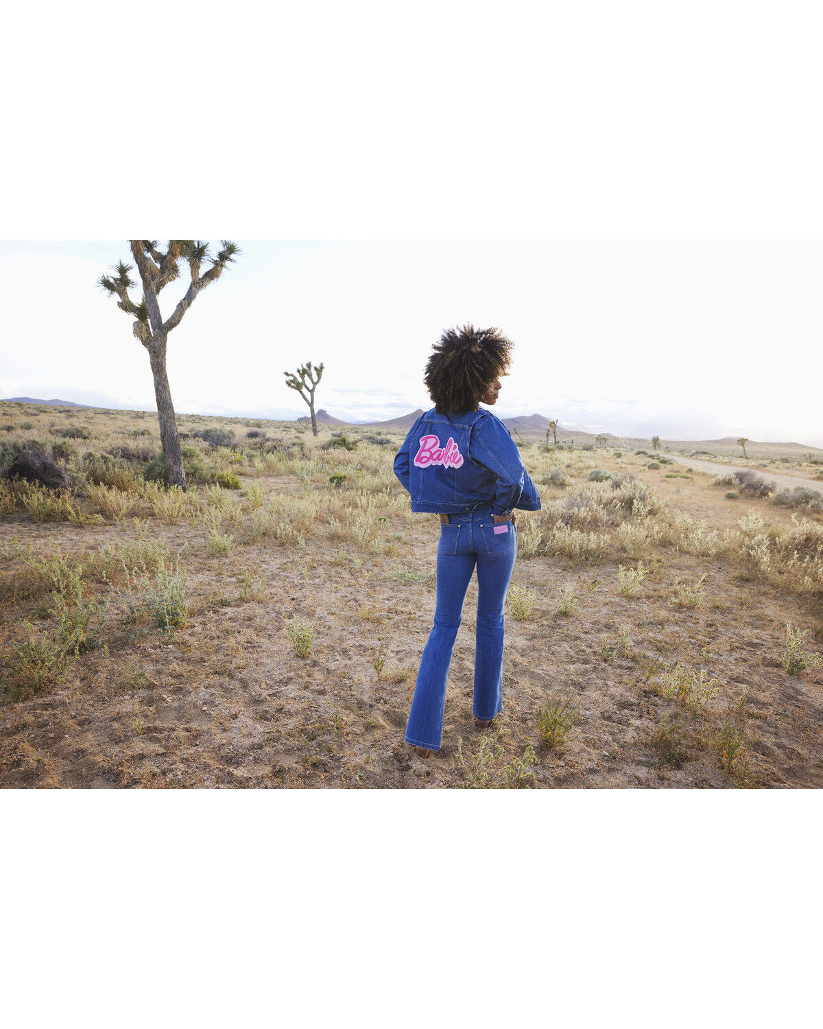 Wrangler&reg; X Barbie&trade; Women's Dark Wash Barbie&trade; Logo Zip Front Denim Jacket