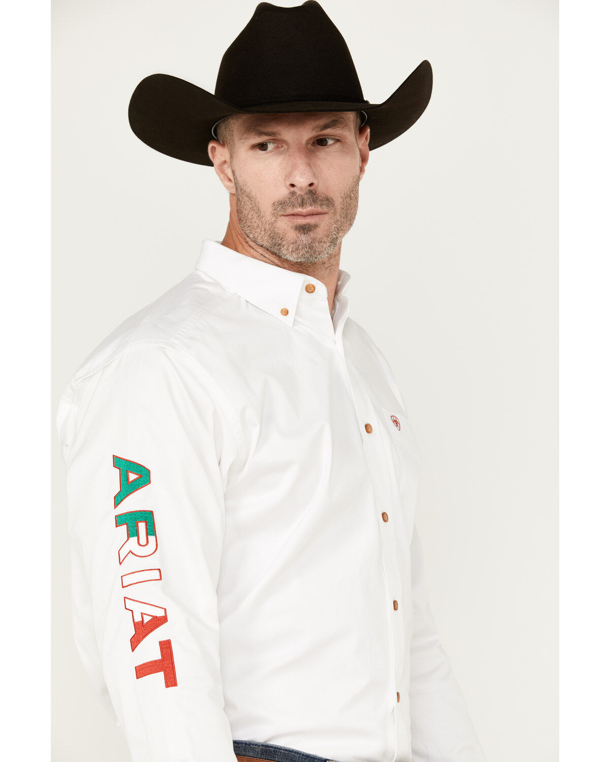 Ariat Men's Team Mexico Logo Twill Classic Fit Long Sleeve Button-Down Western Shirt - Tall