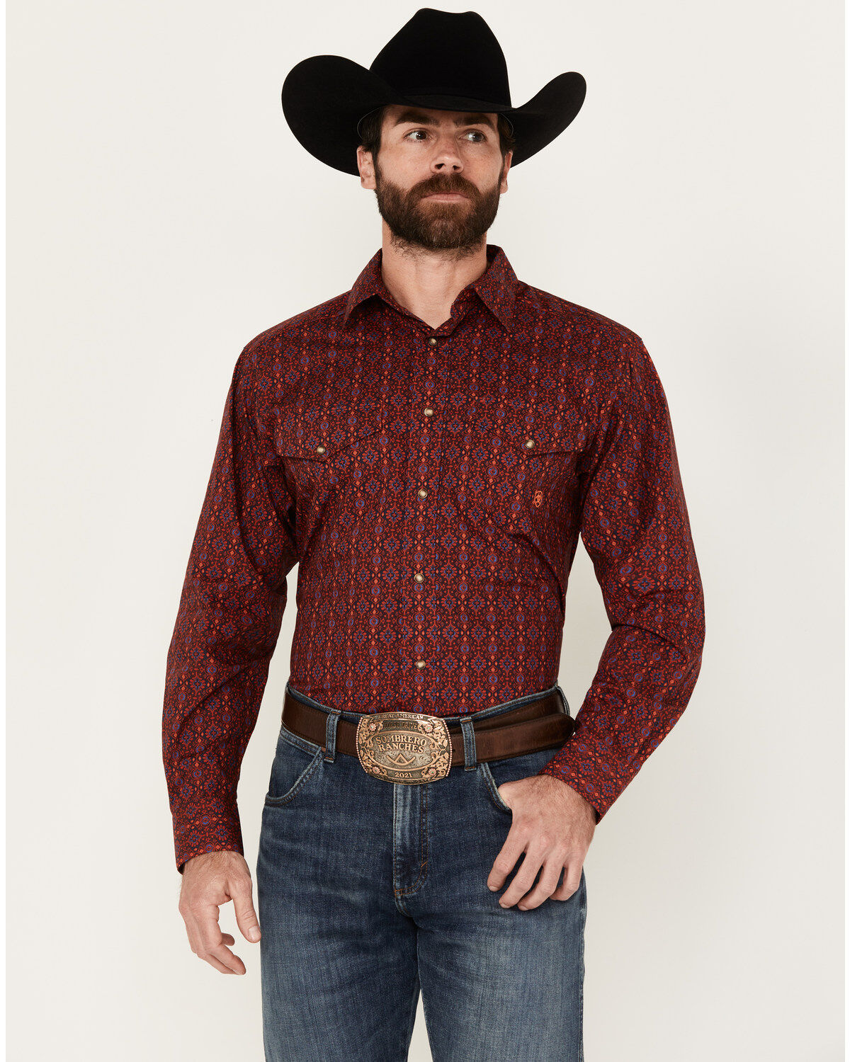 Ariat Men's Patterson Medallion Print Long Sleeve Snap Western Shirt