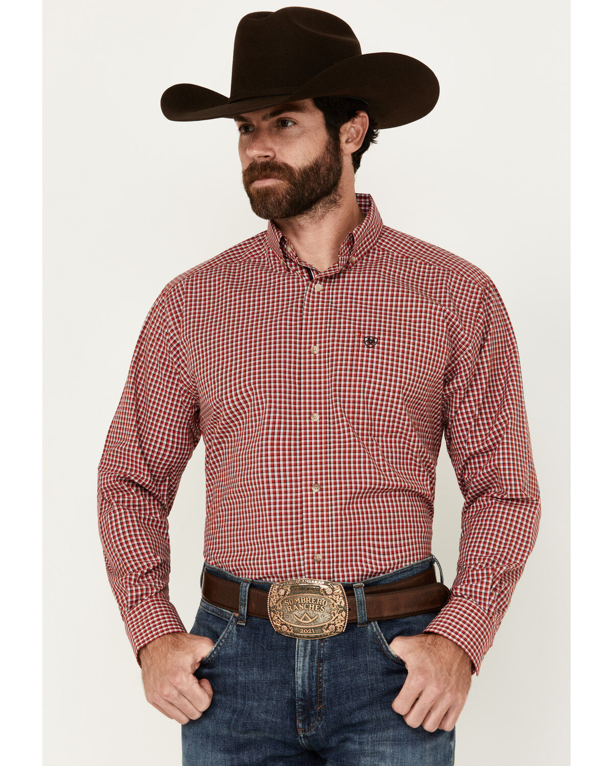 Ariat Men's Porter Plaid Print Long Sleeve Button-Down Performance Shirt - Big