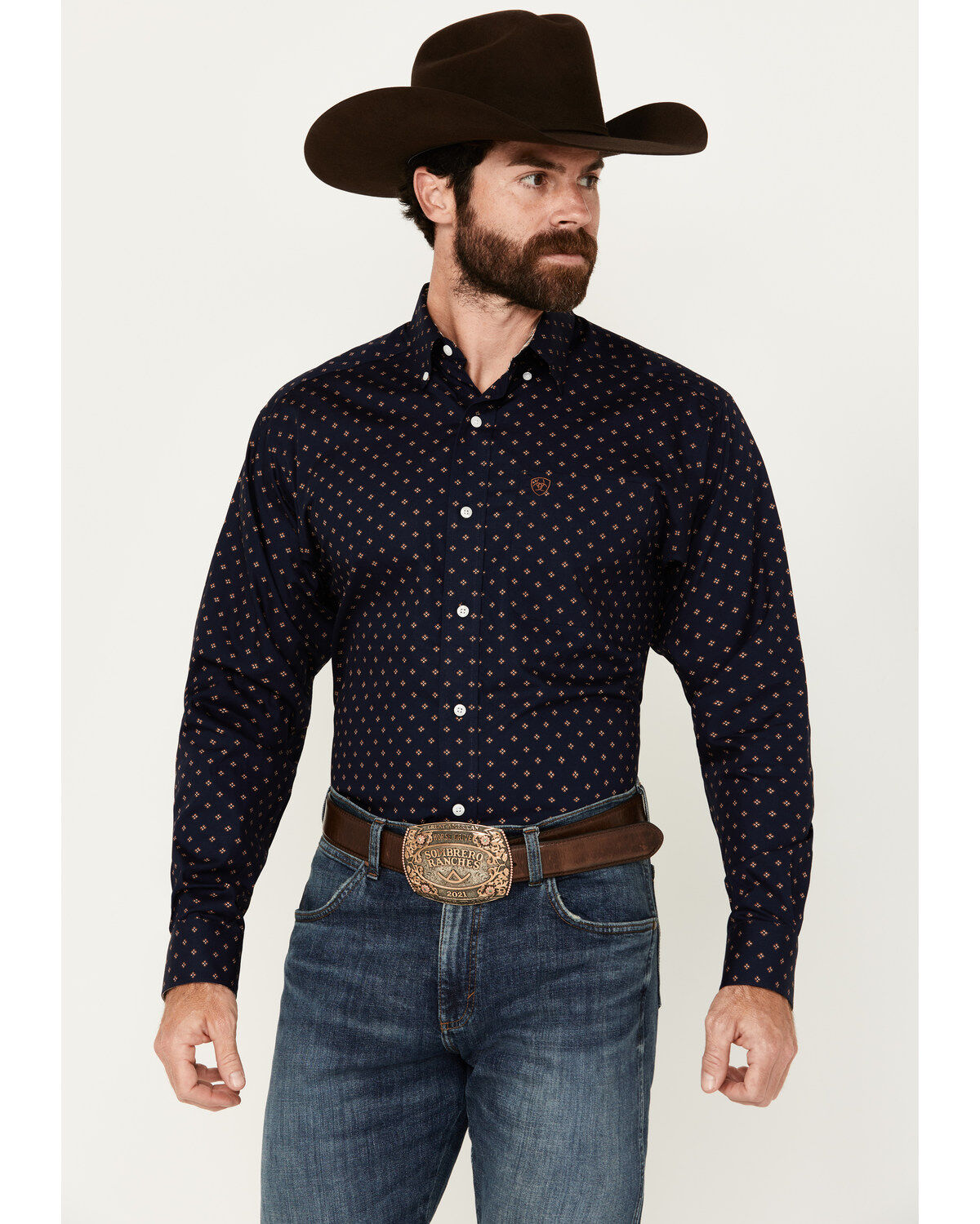 Ariat Men's Kaiser Diamond Print Long Sleeve Button-Down Western Shirt