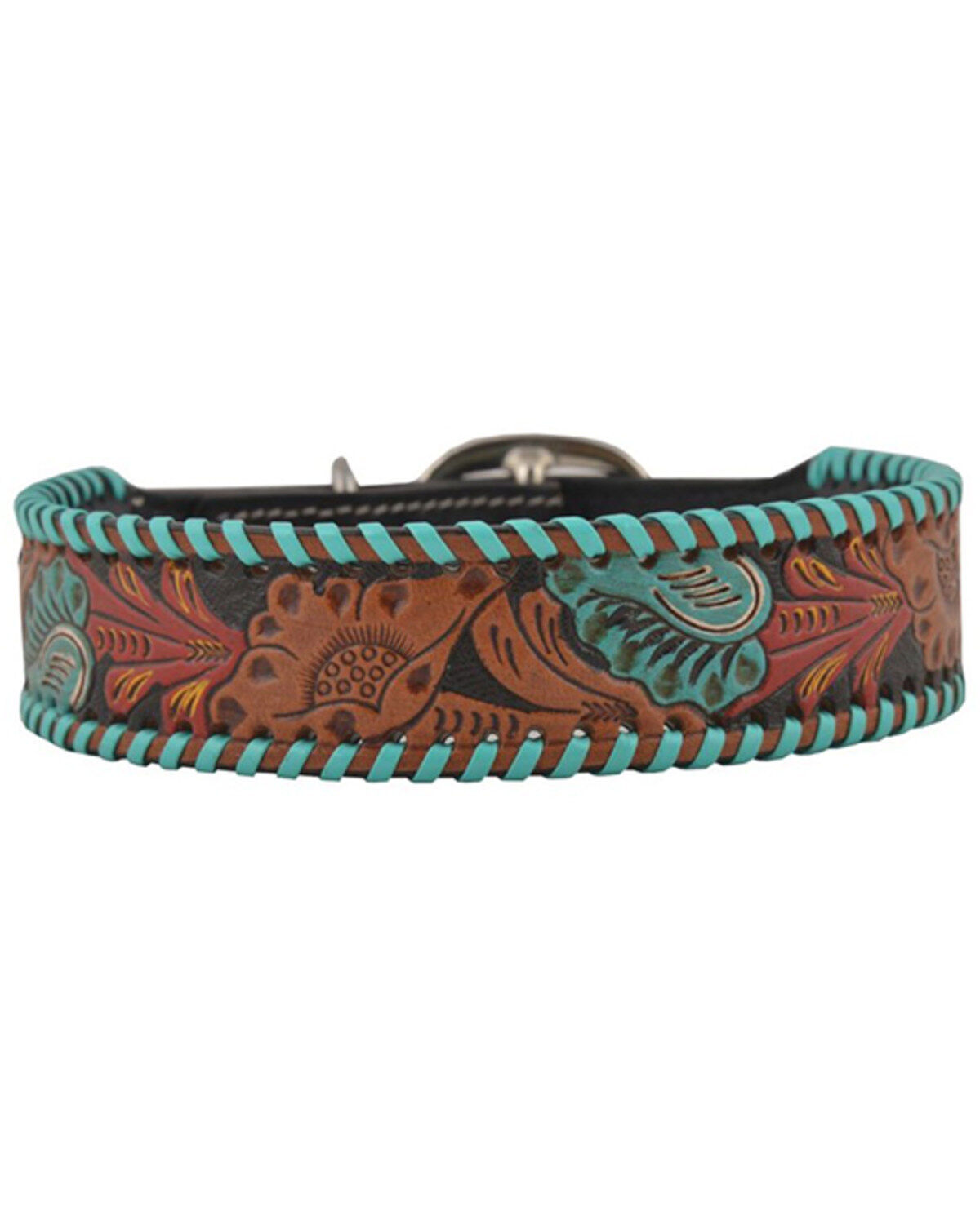 Myra Full Bloom Tooled Leather Dog Collar