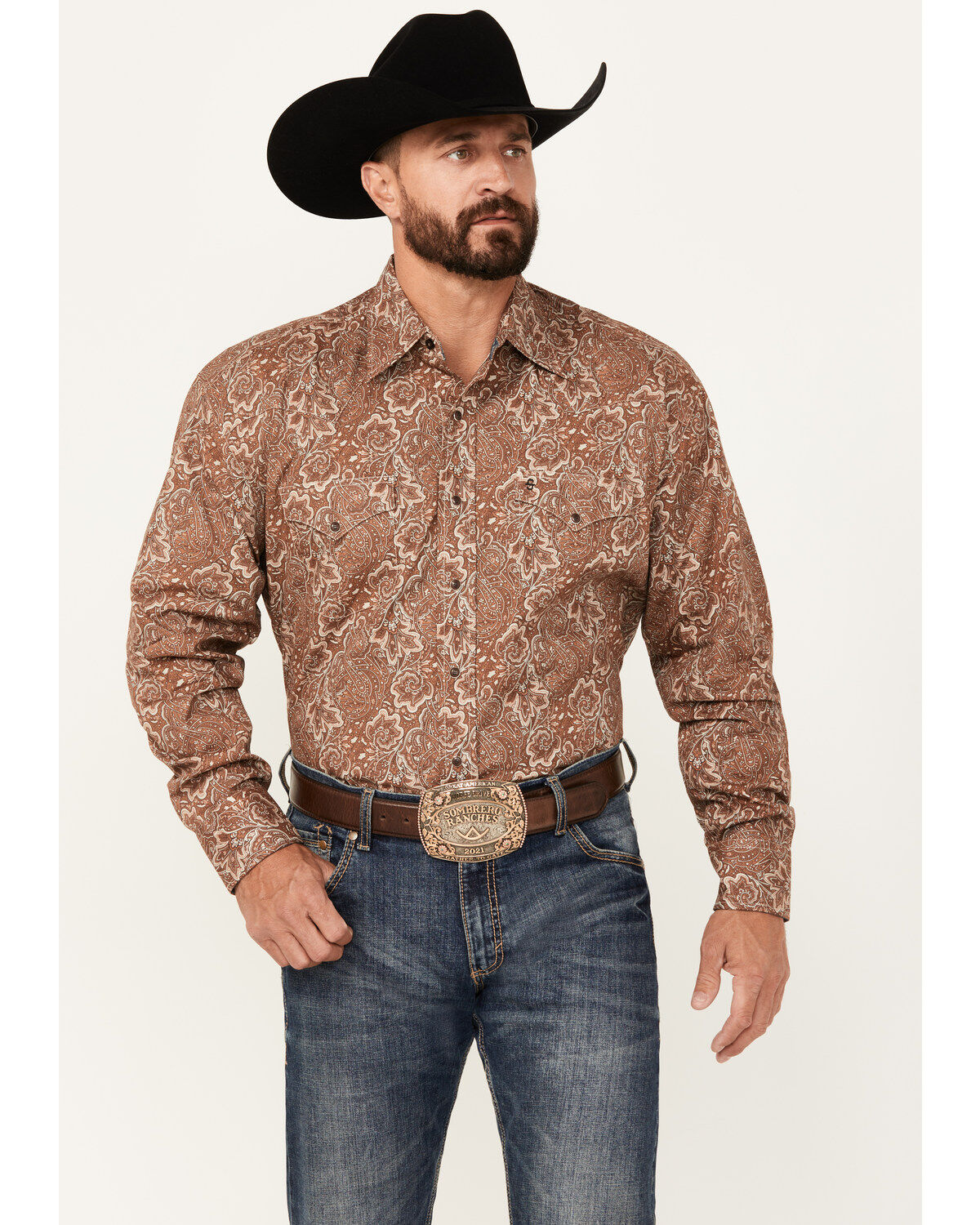 Stetson Men's Floral Paisley Print Long Sleeve Snap Western Shirt
