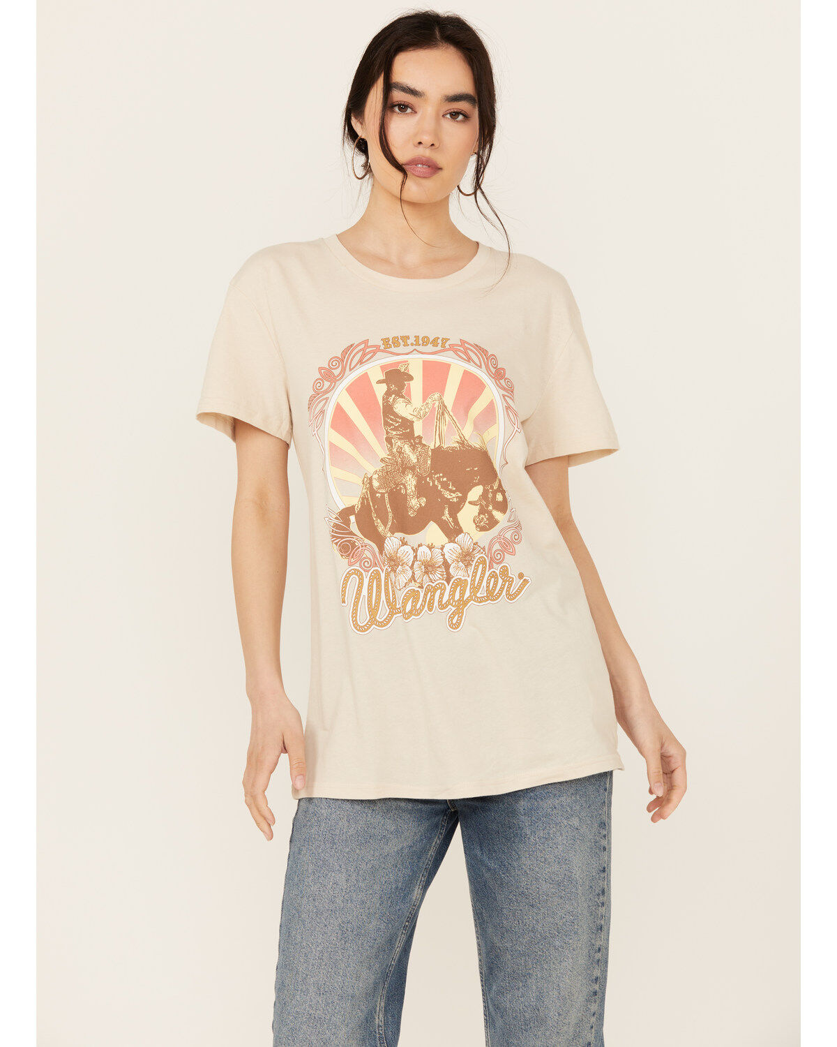 Wrangler Women's Boot Barn Exclusive Cowboy Logo Boyfriend Fit Short Sleeve Graphic Tee 1 258082-wrangler-women-s-boot-barn-exclusive-cowboy-logo-boyfriend-fit-short-sleeve-graphic-tee-1.jpg