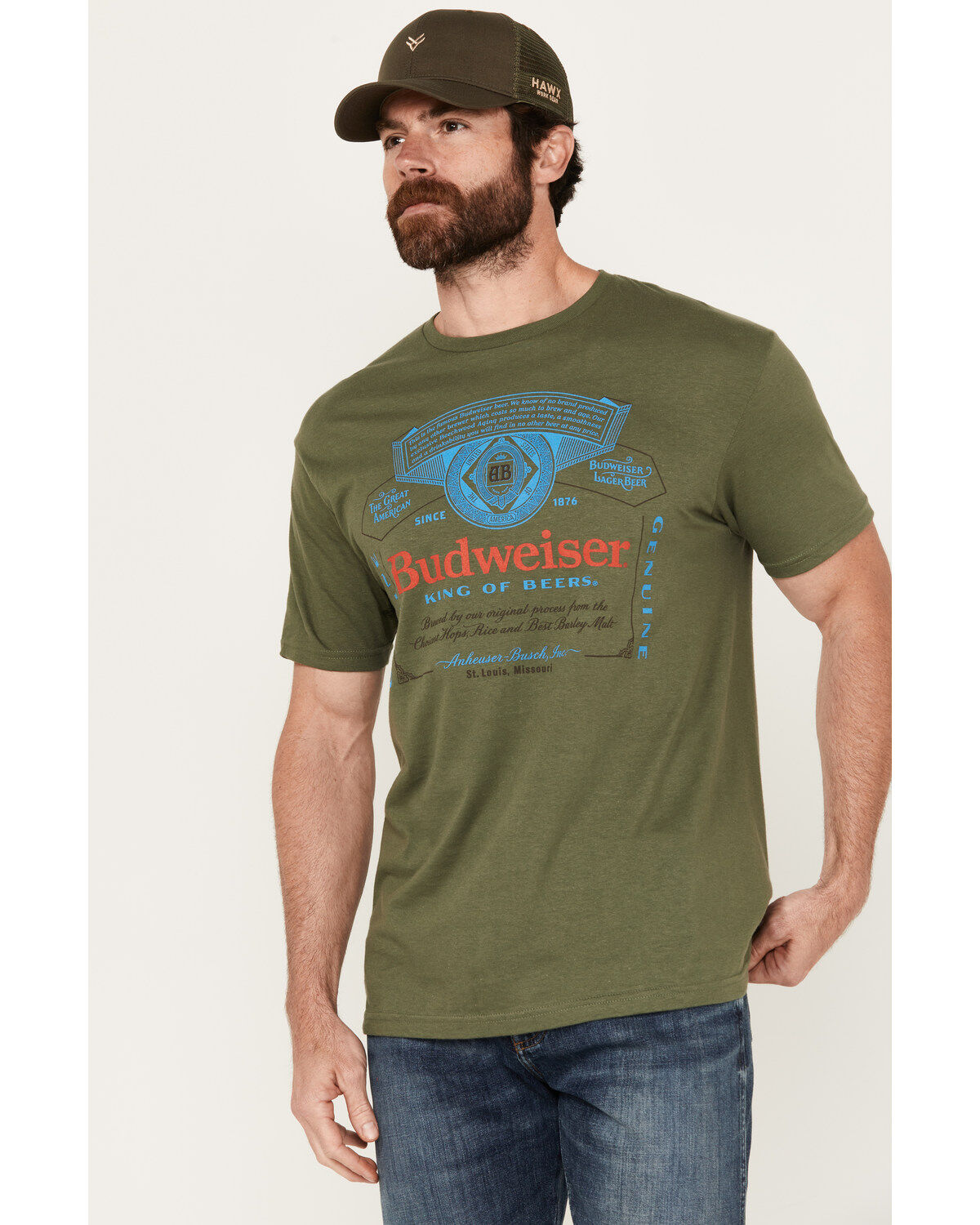 Brew City Beer Gear Men's Budweiser Logo Short Sleeve Graphic T-Shirt
