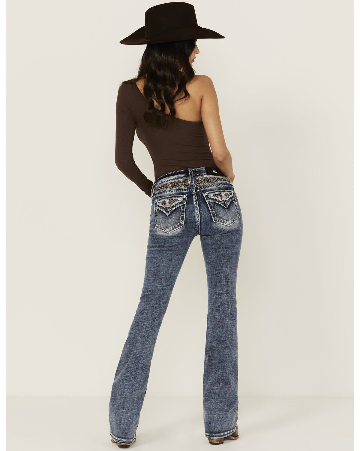 Miss Me Women's Medium Wash Mid Rise Floral Yoke 34 Bootcut Stretch Denim Jeans 1 258483-miss-me-women-s-medium-wash-mid-rise-floral-yoke-34-bootcut-stretch-denim-jeans-1.jpg