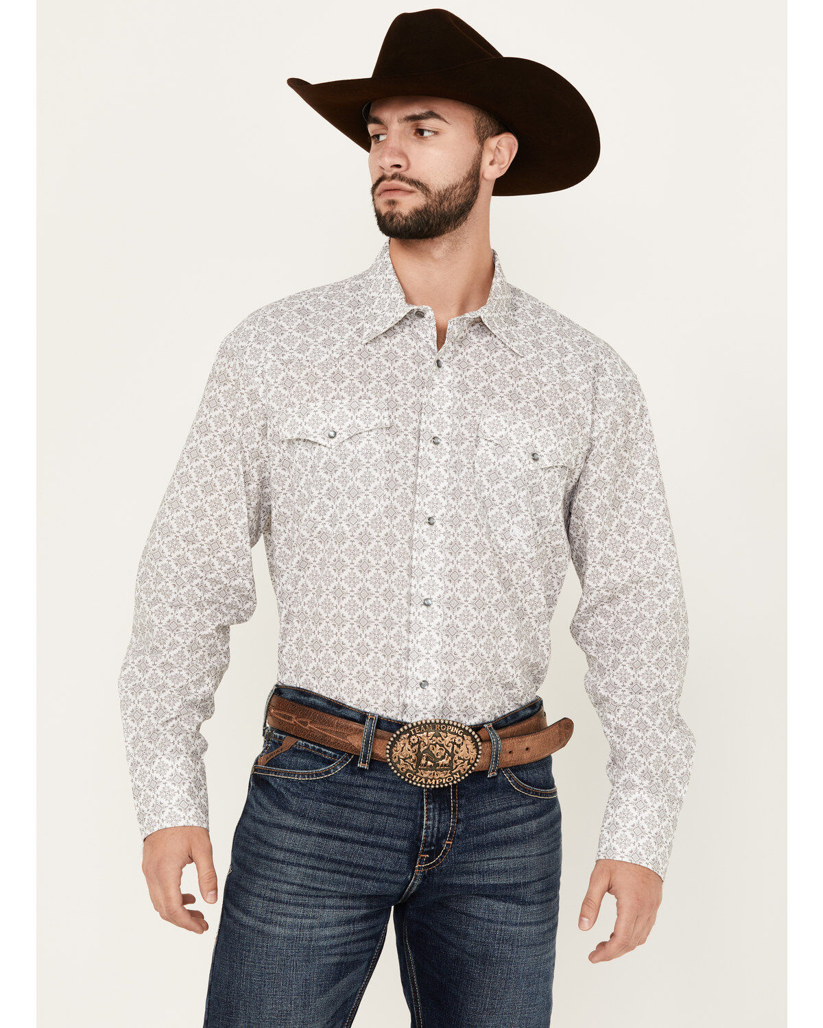 Roper Men's Amarillo Medallion Print Long Sleeve Snap Western Shirt
