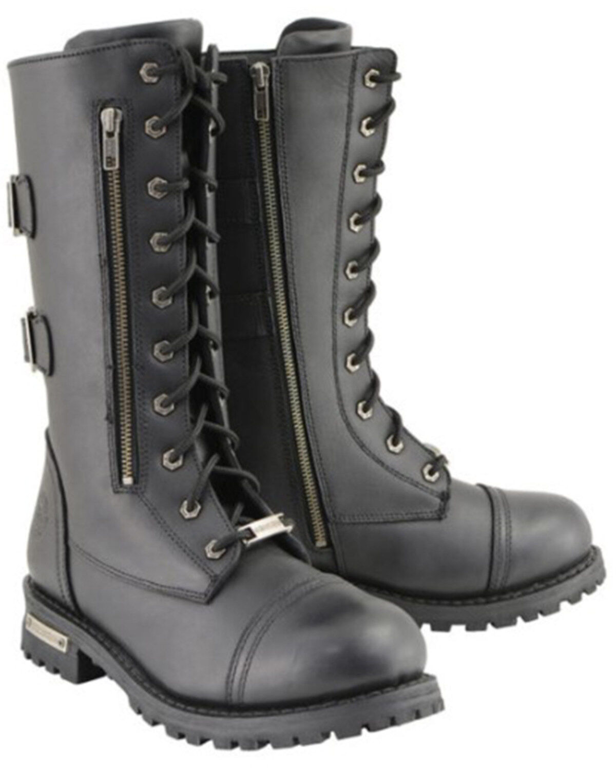 Milwaukee Leather Men's Lace-Up Tactical Motorcycle Boots - Round Toe