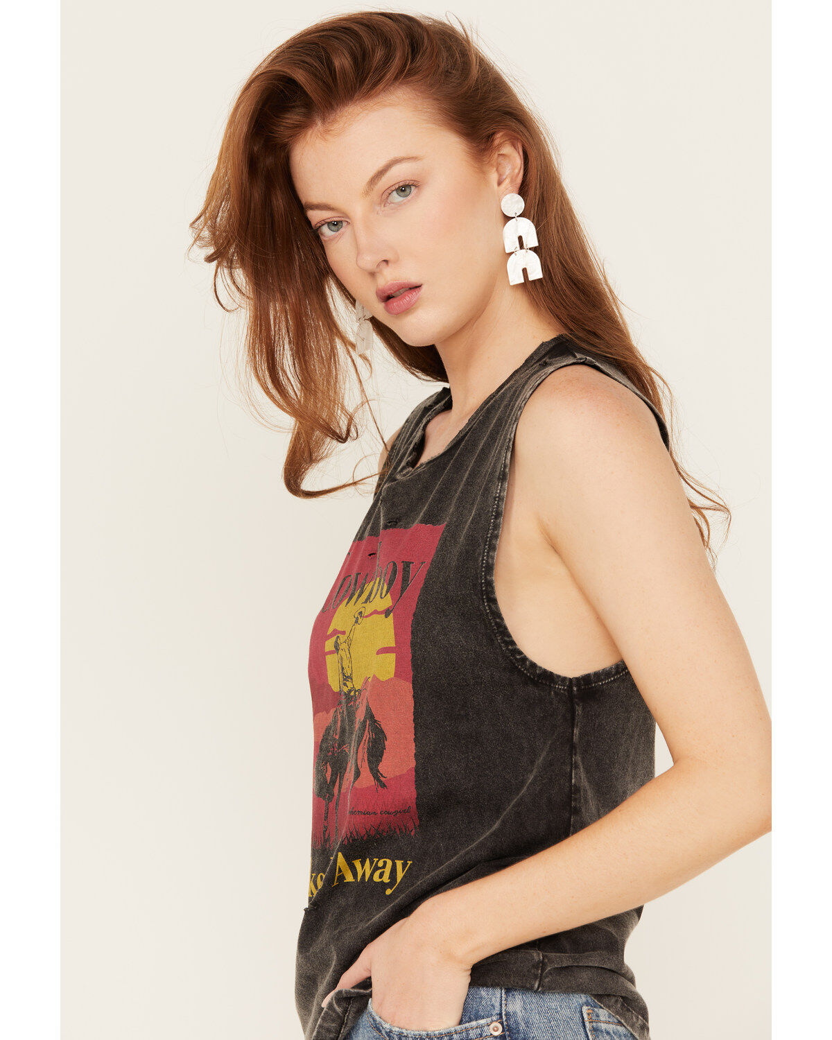 Bohemian Cowgirl Women's Distressed Cowboy Take Me Away Graphic Tank