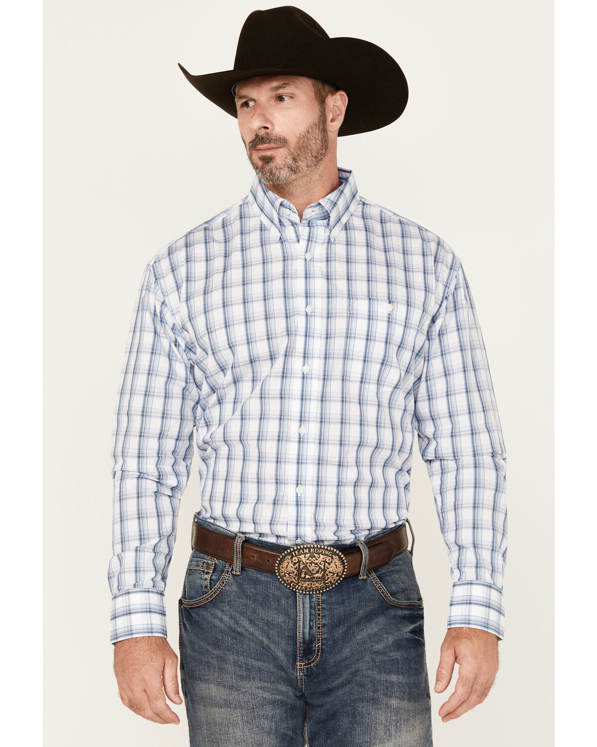 Wrangler Men's Classics Plaid Print Long Sleeve Button-Down Western Shirt - Tall