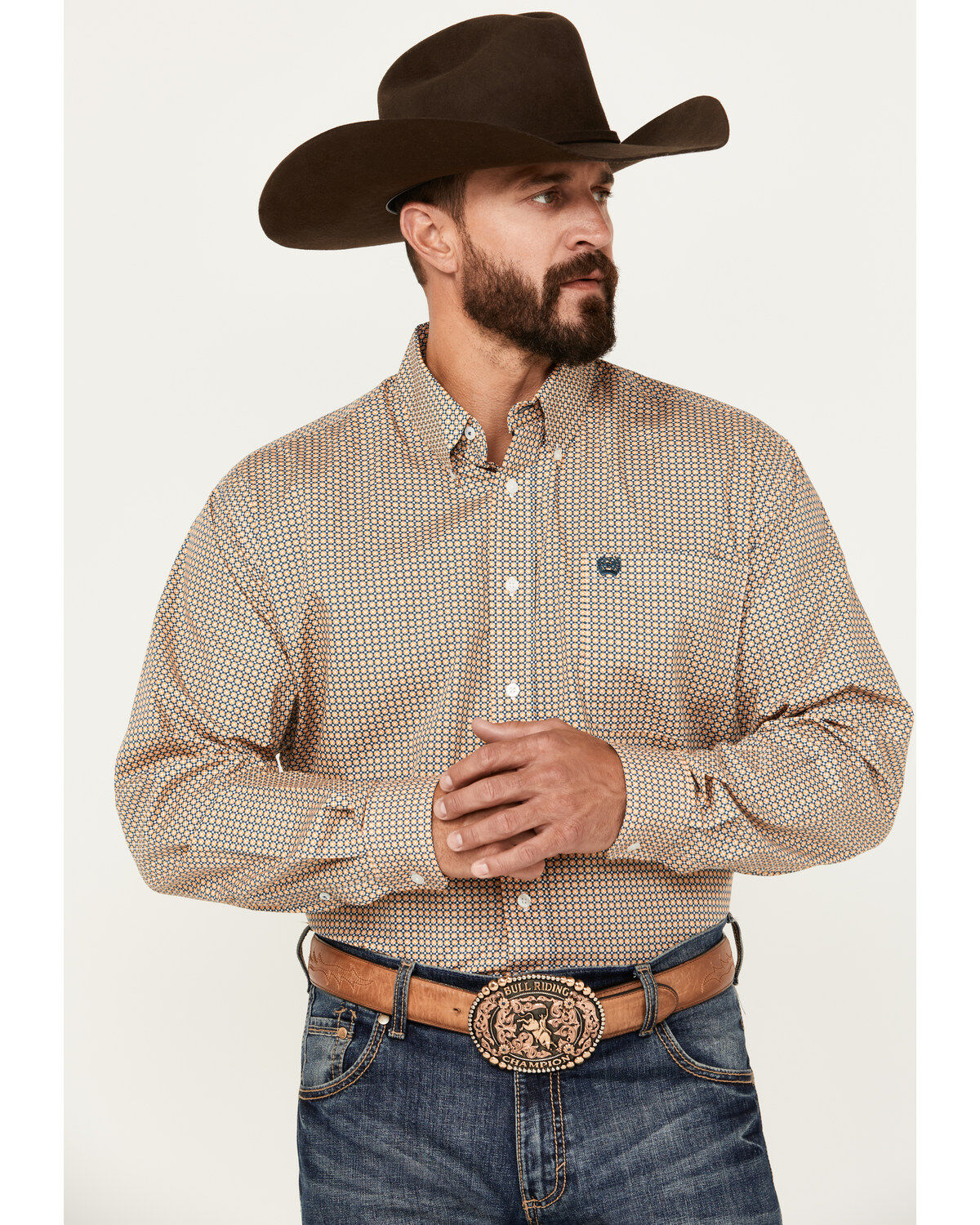 Cinch Men's Geo Print Long Sleeve Button-Down Western Shirt