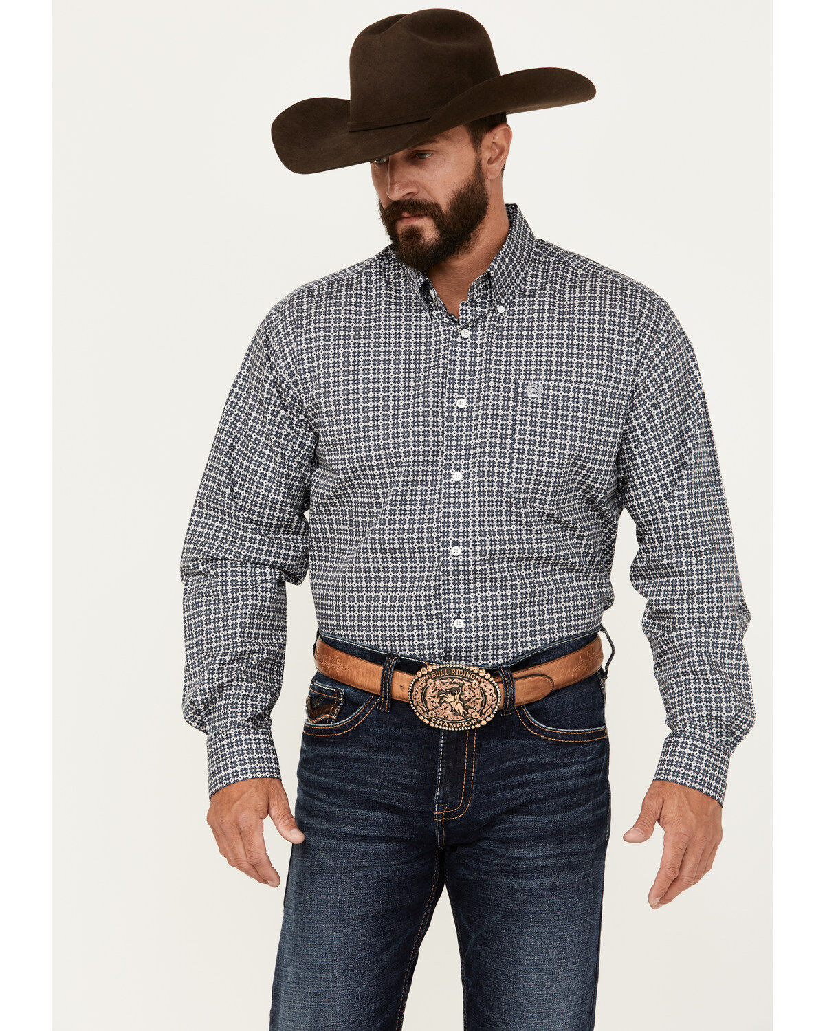 Cinch Men's Geo Print Long Sleeve Button-Down Western Shirt