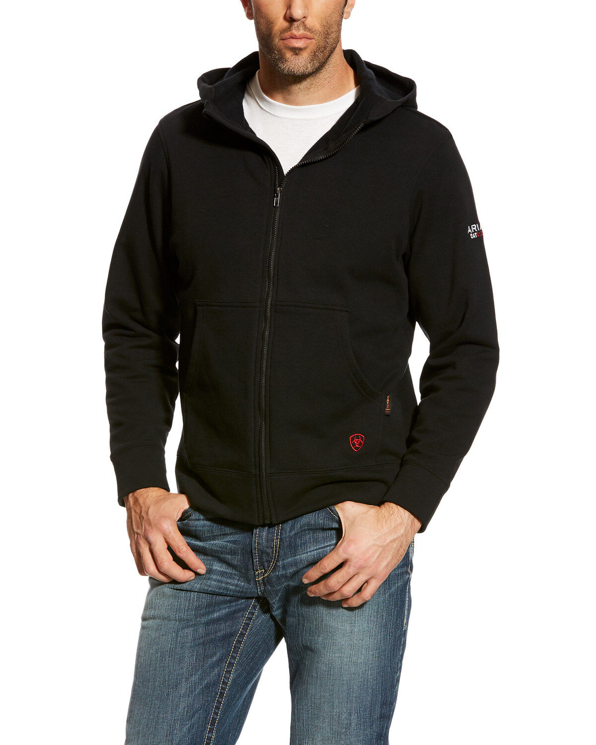 Ariat Men's Black FR Zip-Front Hooded Sweatshirt - Big