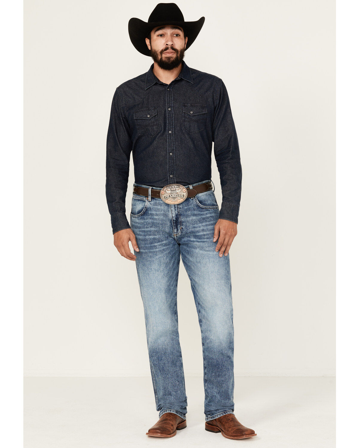 Wrangler Retro Men's Medium Wash Applewood Slim Straight Stretch Denim Jeans