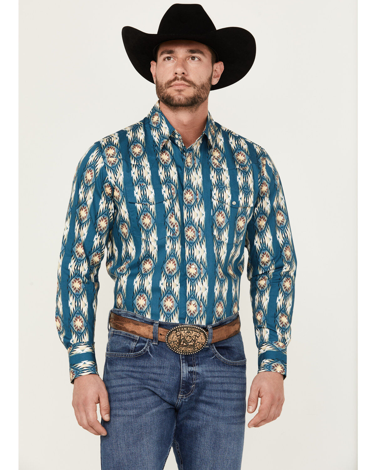 Wrangler Men's Checotah Long Sleeve Pearl Snap Western Shirt - Big