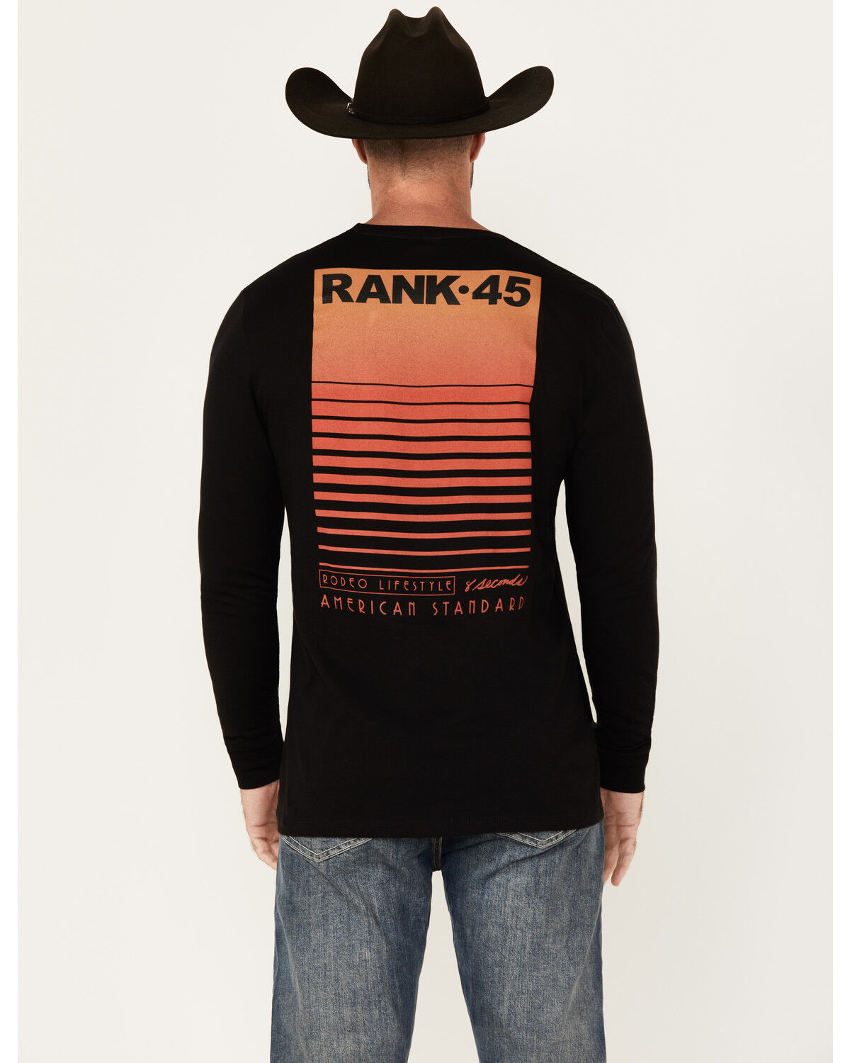 RANK 45&reg; Men's Raw Rodeo Logo Long Sleeve Graphic T-Shirt