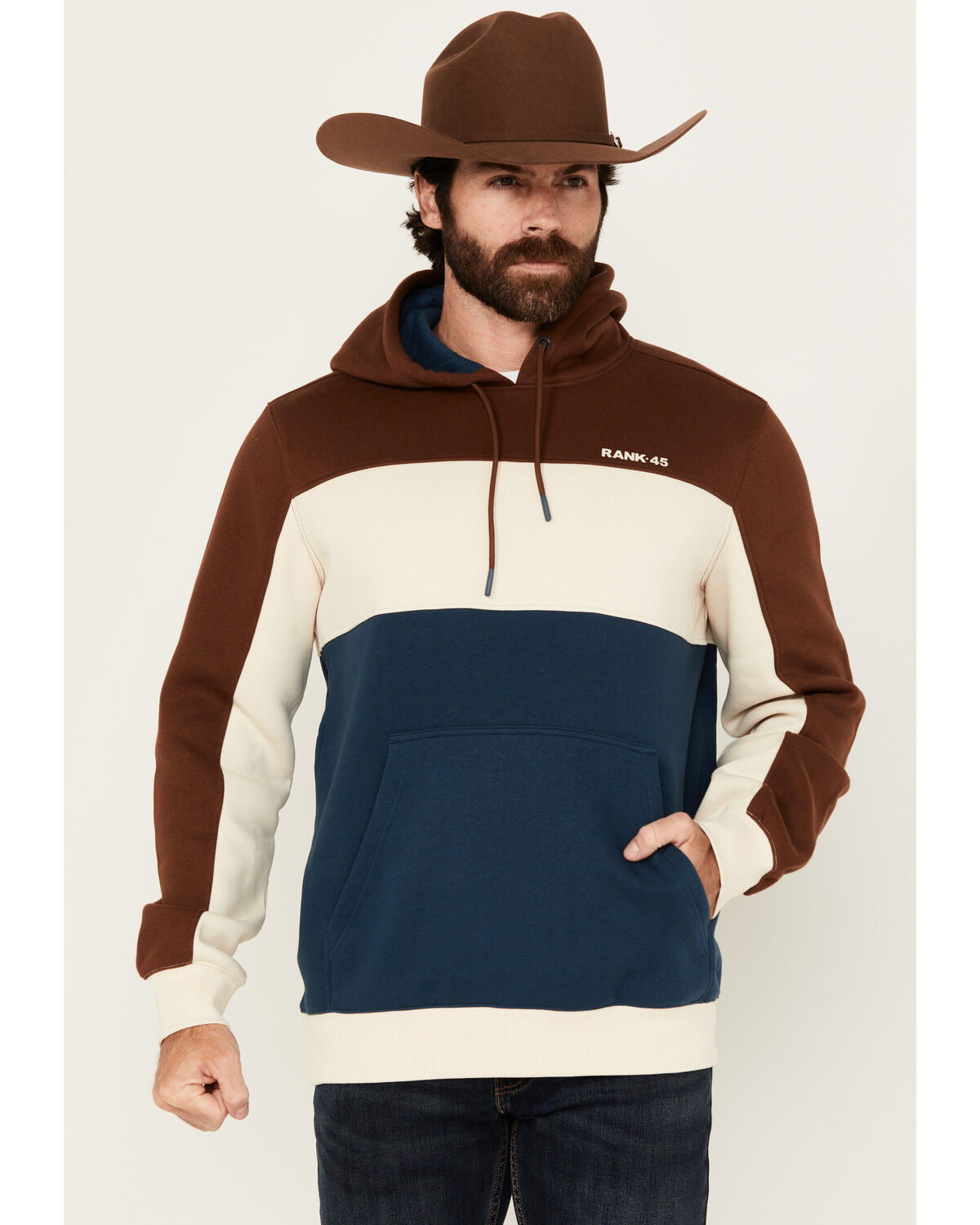 RANK 45&reg; Men's Triple Color Block Hooded Sweatshirt