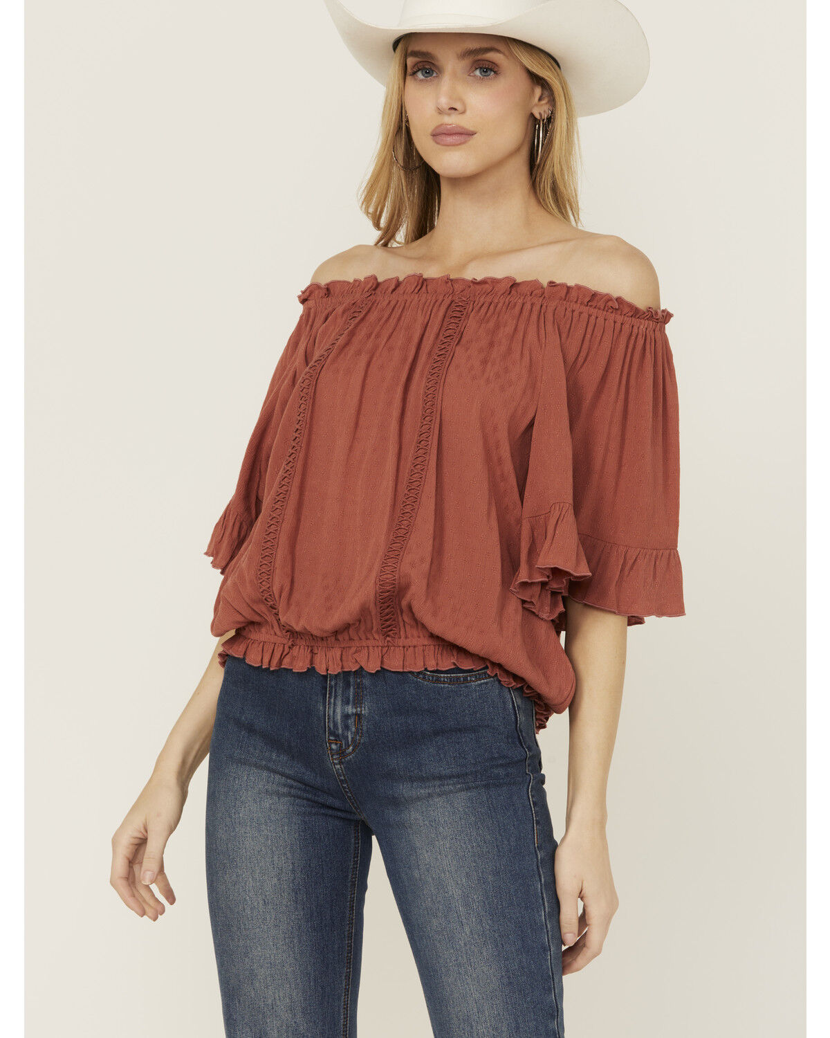 Band Of The Free Women's Solid Short Sleeve Off The Shoulder Blouse 1 279032-band-of-the-free-women-s-solid-short-sleeve-off-the-shoulder-blouse-1.jpg