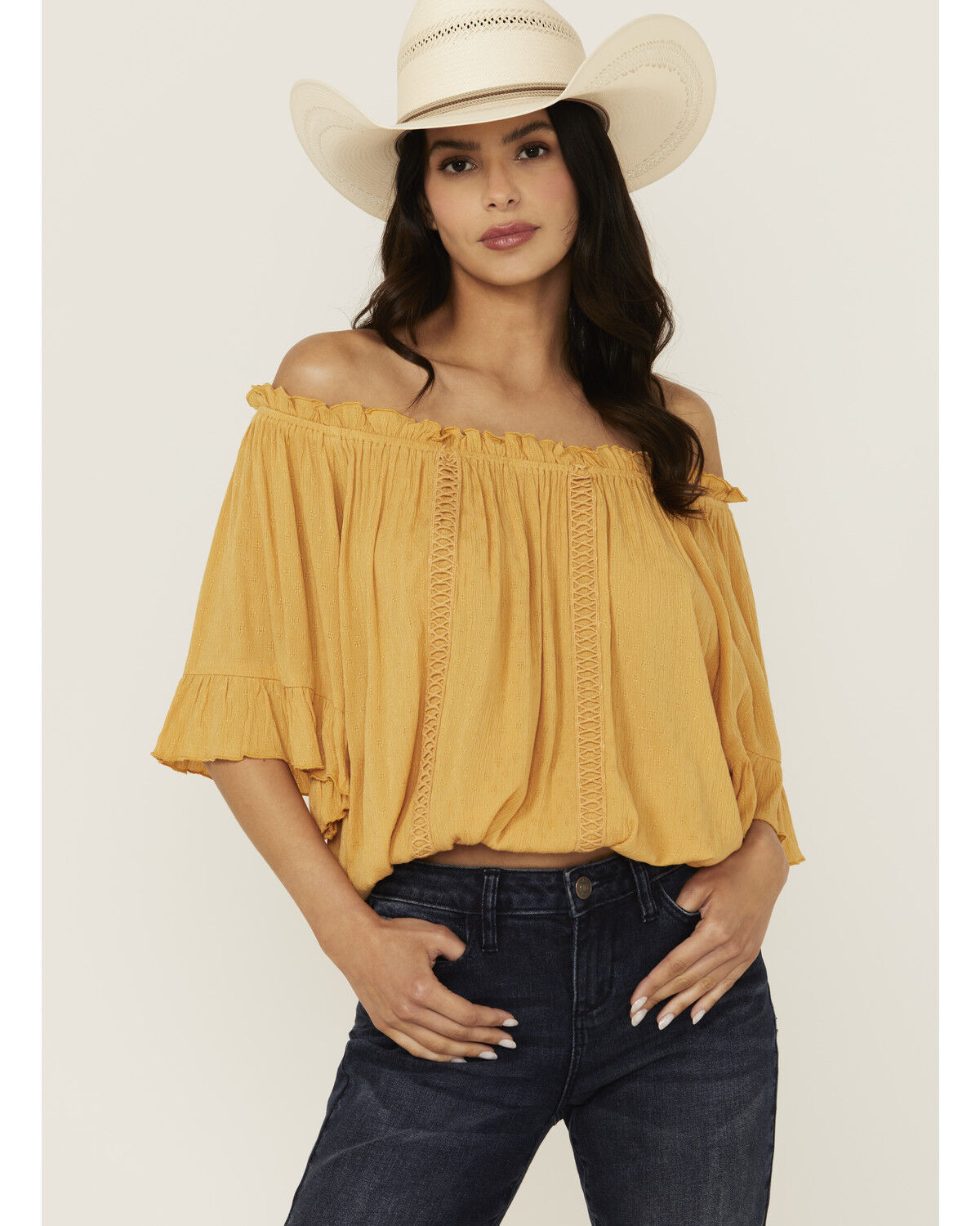 Band Of The Free Women's Solid Short Sleeve Off The Shoulder Blouse 1 279060-band-of-the-free-women-s-solid-short-sleeve-off-the-shoulder-blouse-1.jpg