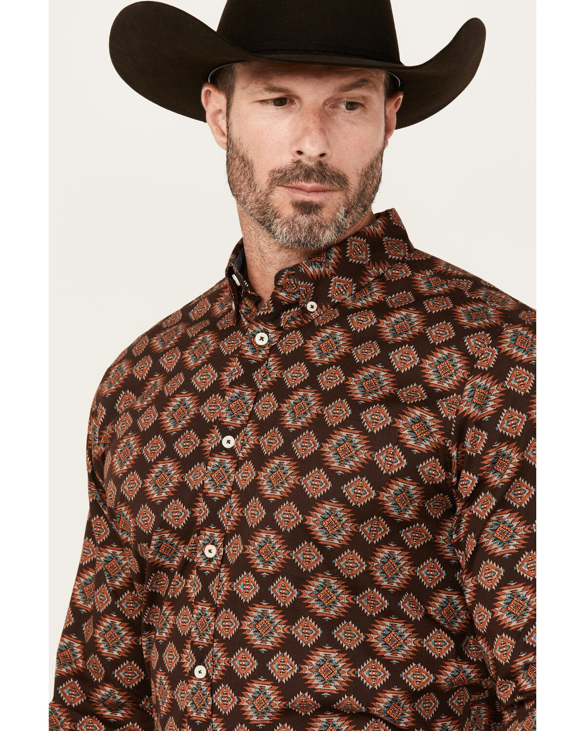 Cody James Men's Bite The Bullet Southwestern Print Long Sleeve Button-Down Stretch Western Shirt - Tall