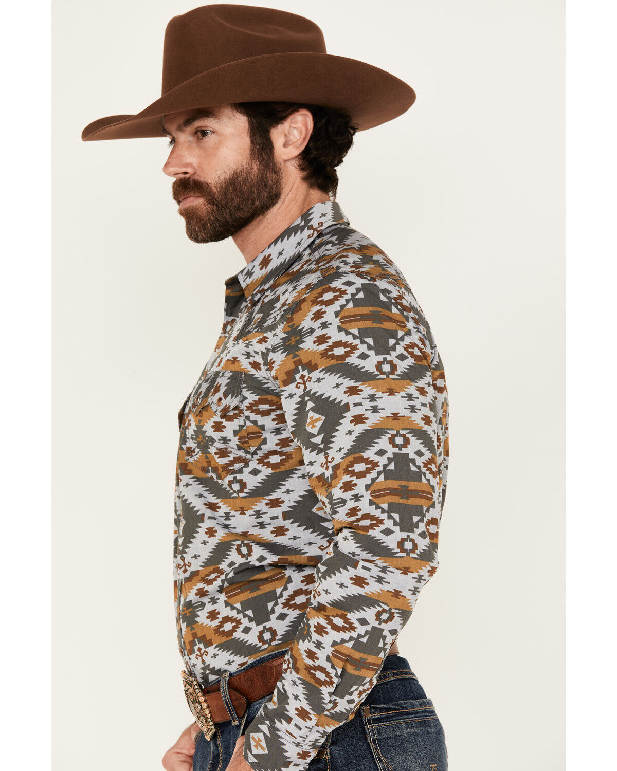 Cody James Men's Buckle Up Southwestern Print Long Sleeve Snap Western Shirt - Big