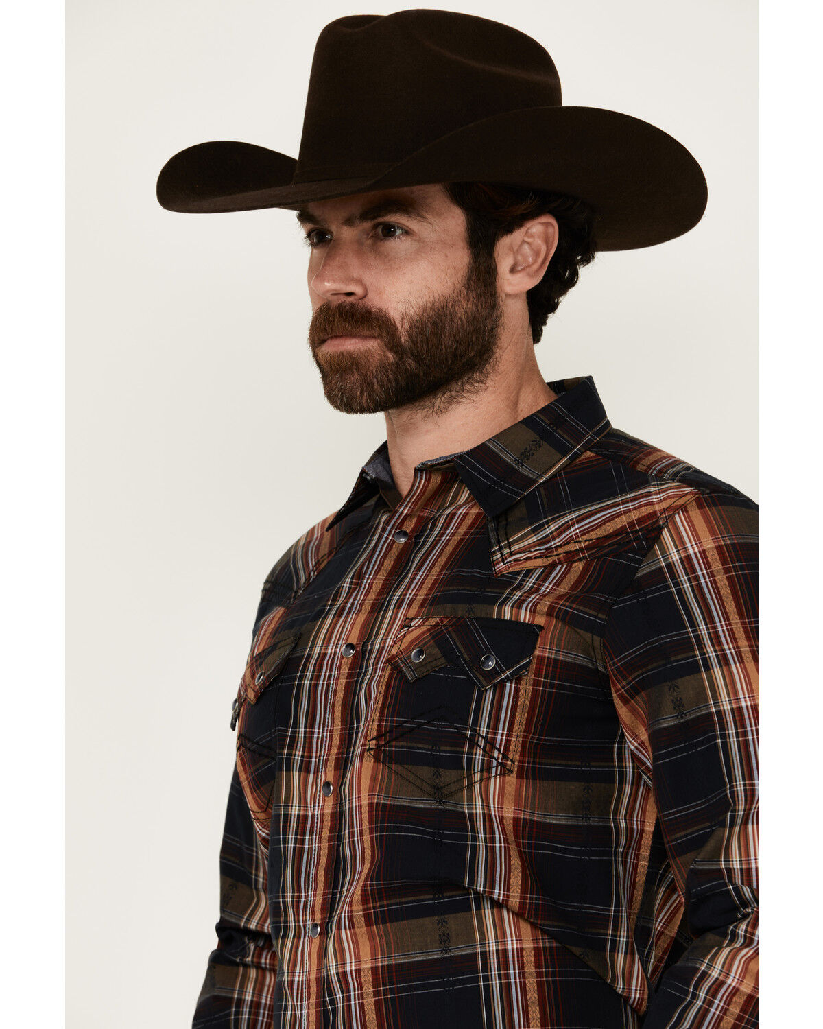 Cody James Men's Trouble Plaid Print Long Sleeve Snap Western Shirt - Tall