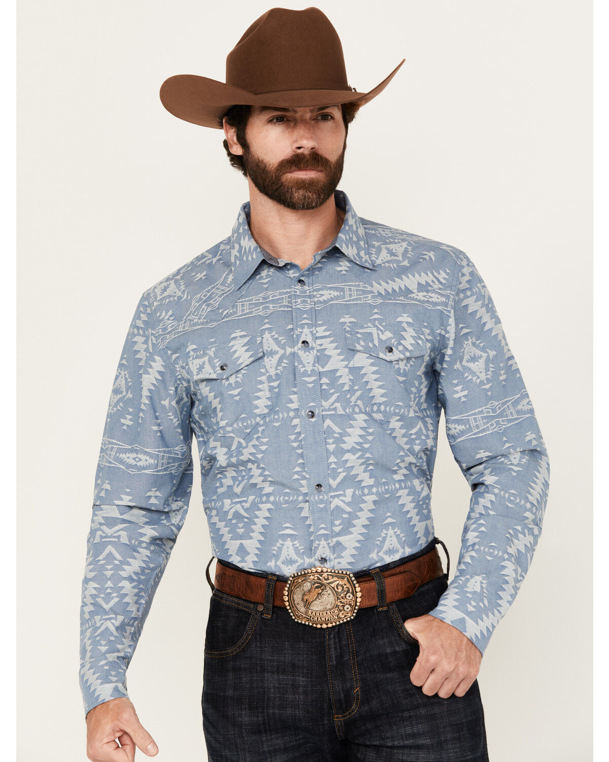 Cody James Men's Badlands Southwestern Print Long Sleeve Snap Western Shirt