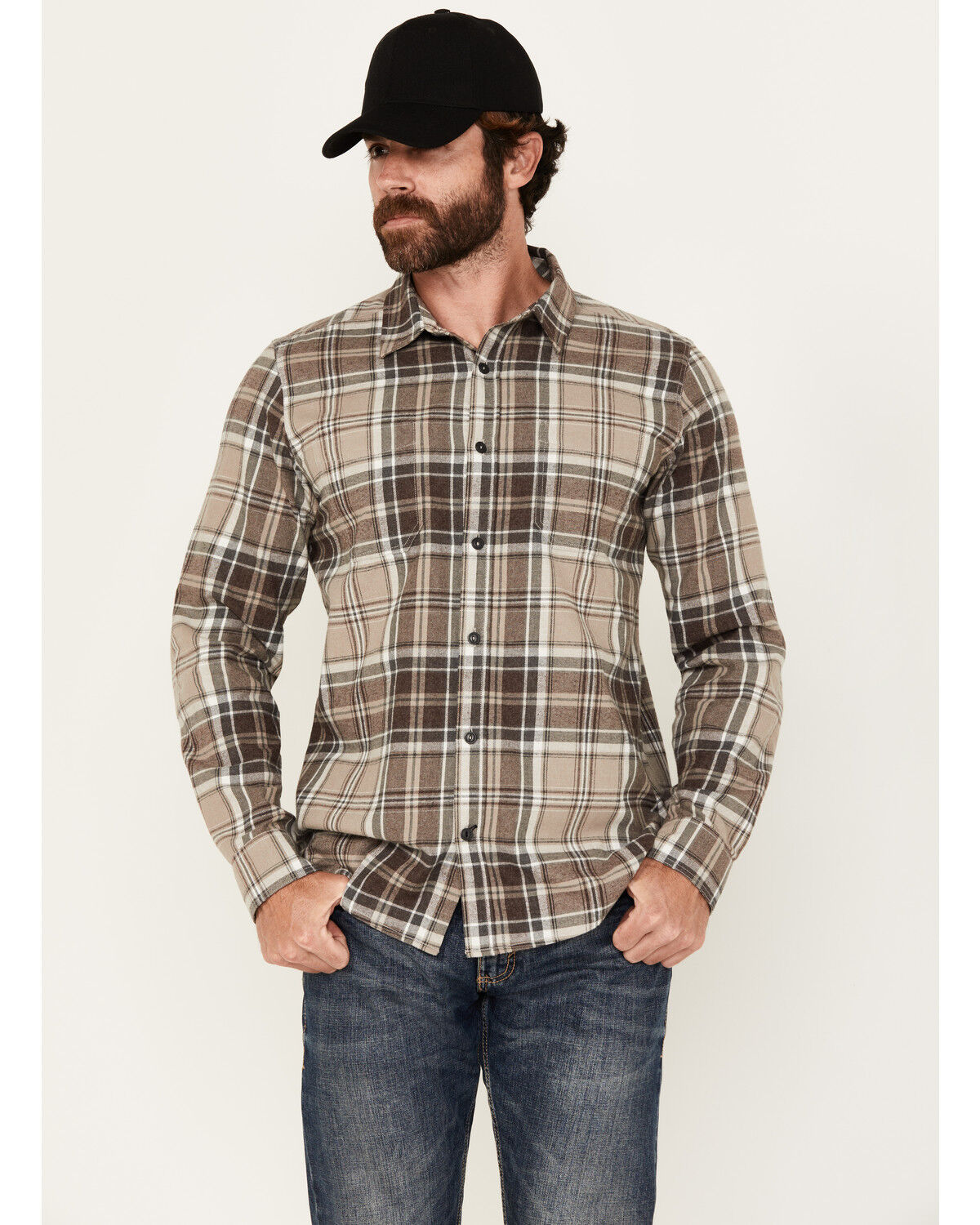 Brothers and Sons Men's Marrow Plaid Print Long Sleeve Button-Down Western Shirt