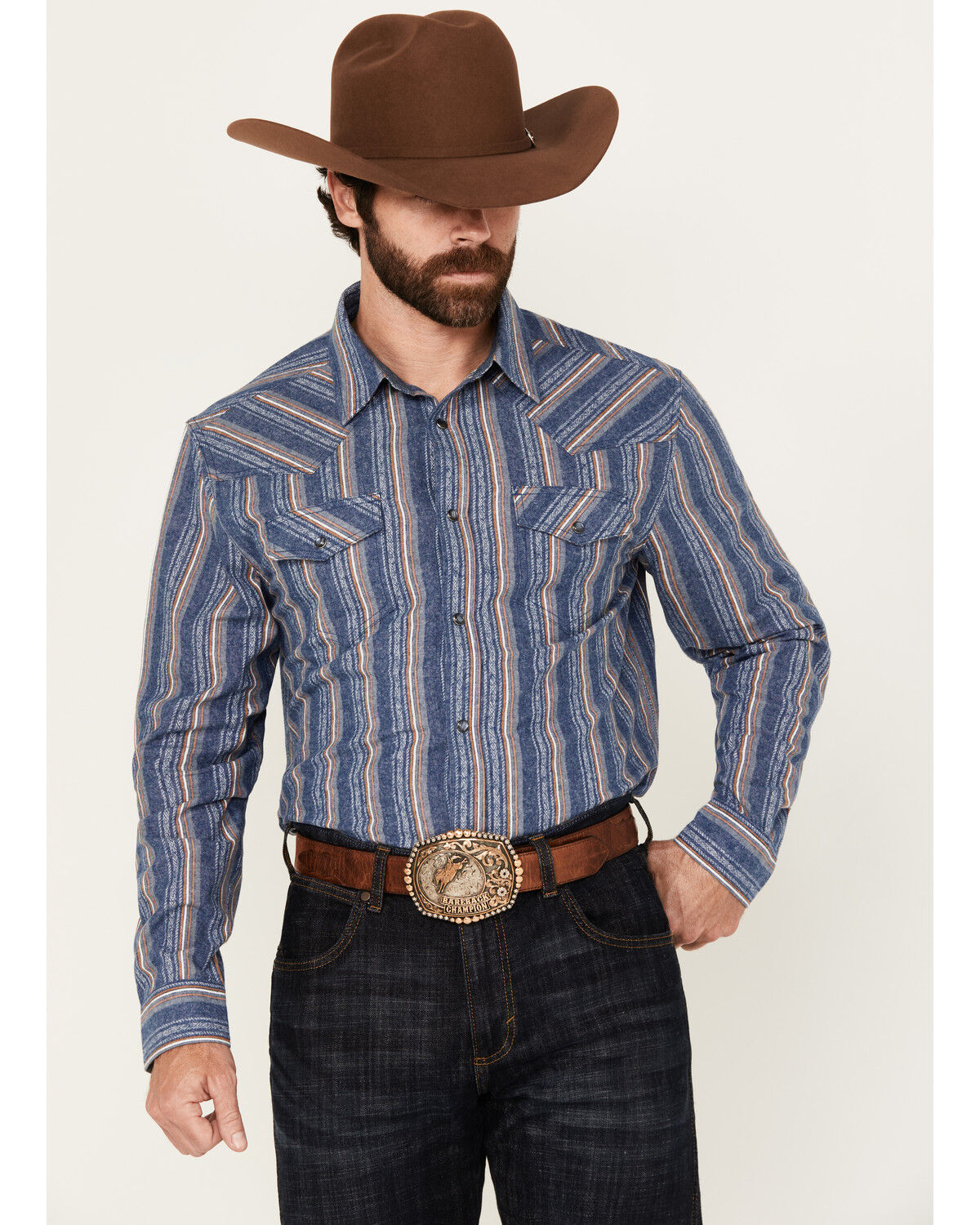 Cody James Men's Alpine Southwestern Striped Long Sleeve Pearl Snap Western Shirt - Big