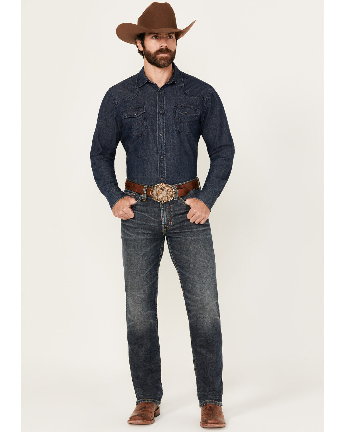Moonshine Spirit Men's Pantera Wash Decker Slim Straight Stretch Denim Jeans