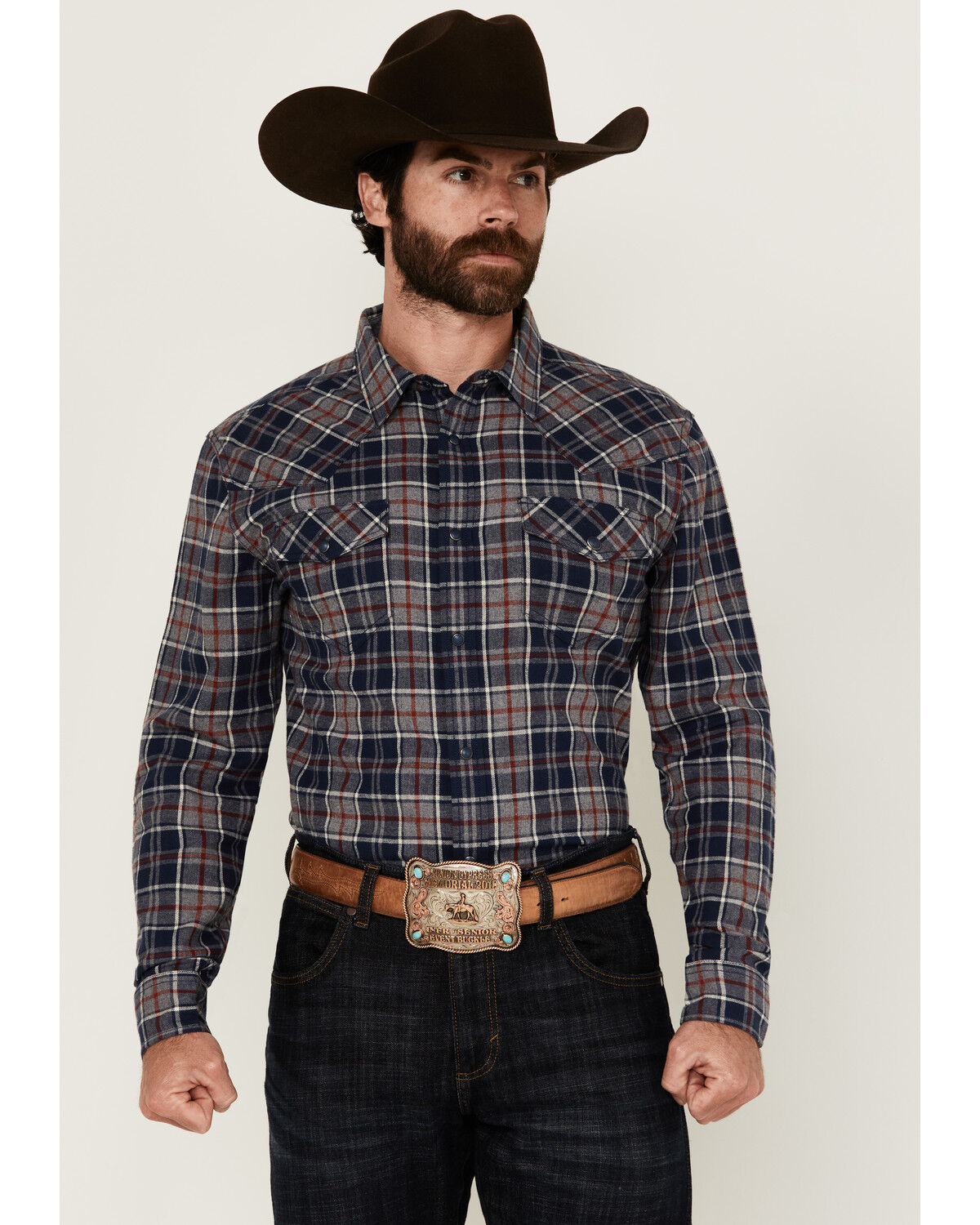 Cody James Men's Poker Plaid Print Long Sleeve Snap Western Shirt - Tall