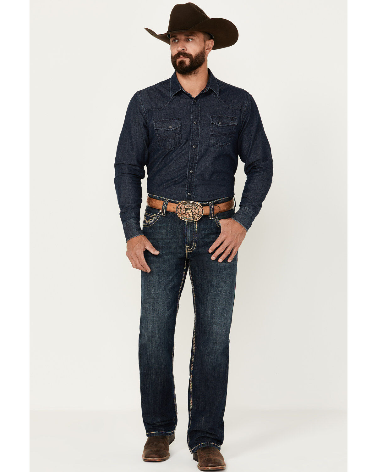 Rock & Roll Denim Men's Double Barrel Dark Vintage Wash Relaxed Straight Reflex Denim Jeans