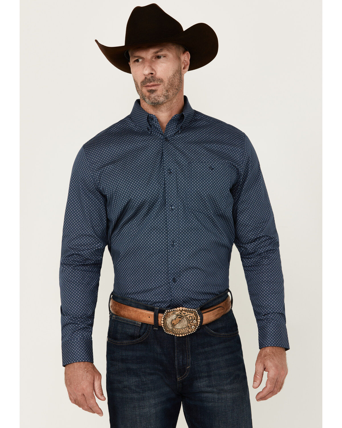 RANK 45&reg; Men's Bandera Mini Geo Print Long Sleeve Button-Down Western Shirt