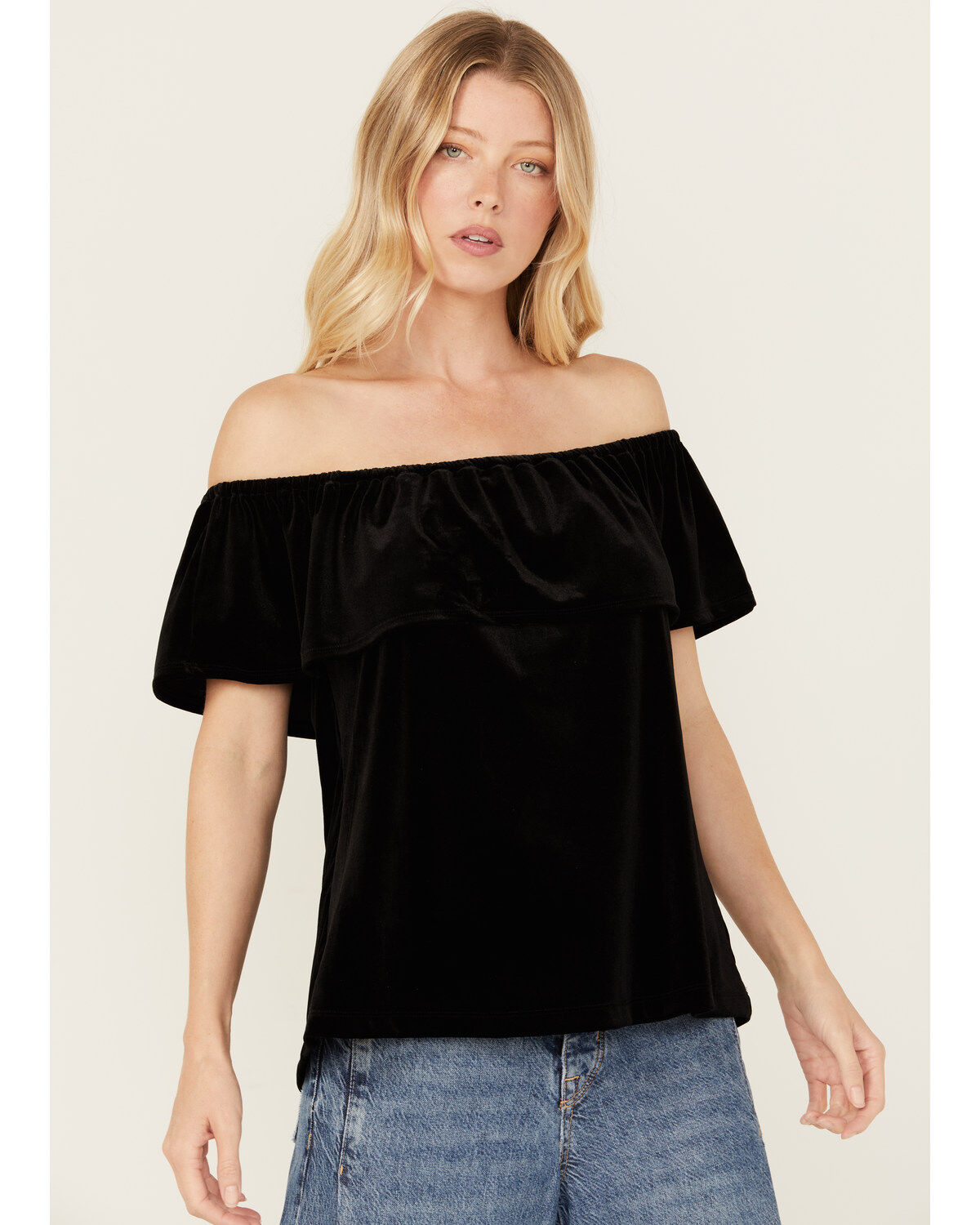 Panhandle Women's Off The Shoulder Short Sleeve Velvet Top 1 283428-panhandle-women-s-off-the-shoulder-short-sleeve-velvet-top-1.jpg