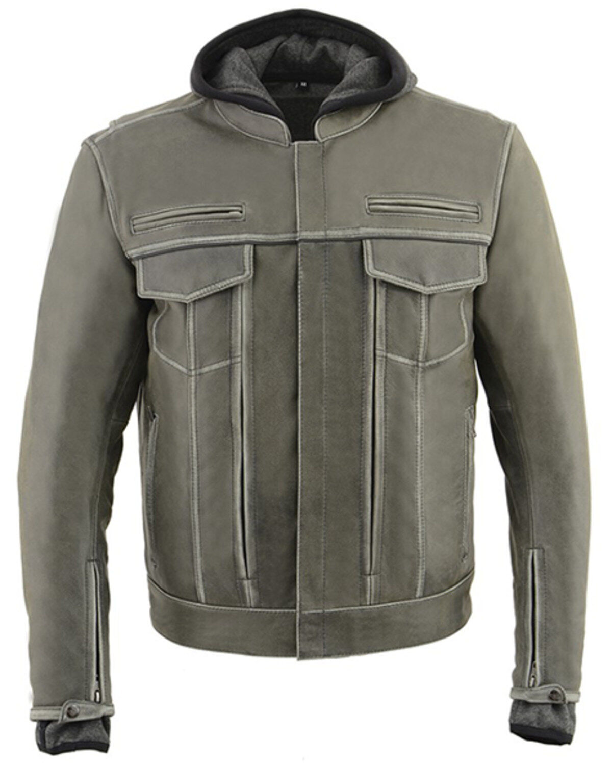 Milwaukee Leather Men's Distressed Utility Pocket Ventilated Concealed Carry Motorcycle Jacket