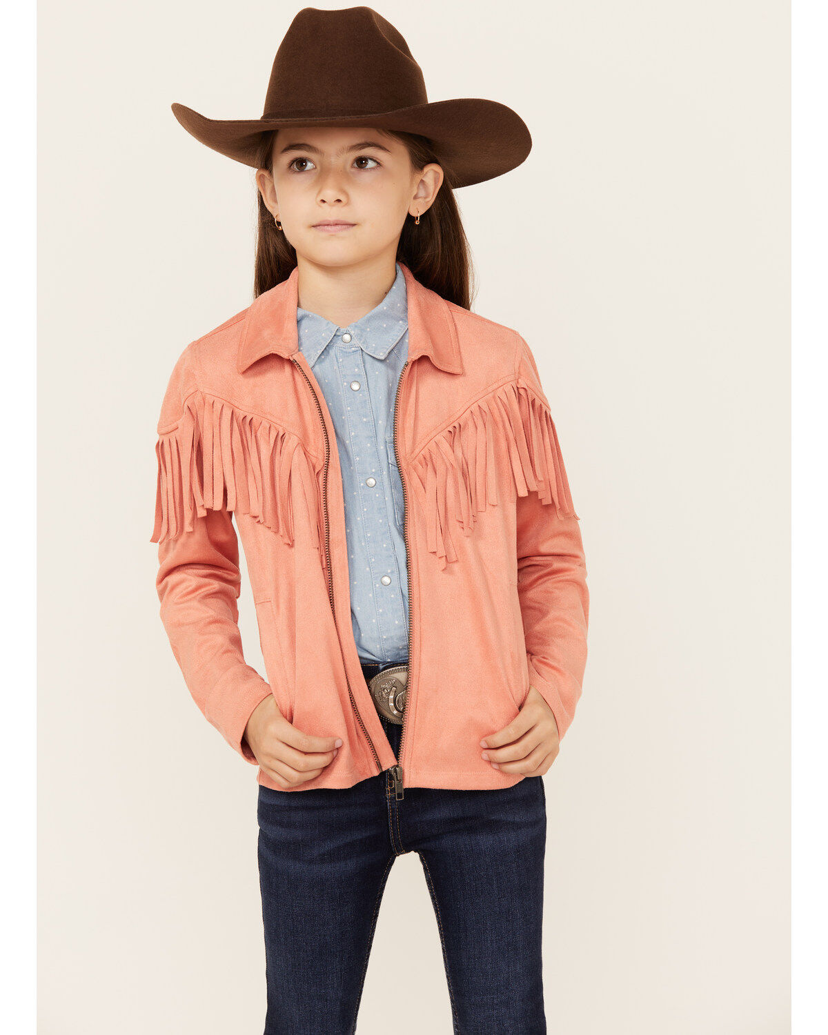 Shyanne Girls' Juniper Faux Suede Fringe Jacket