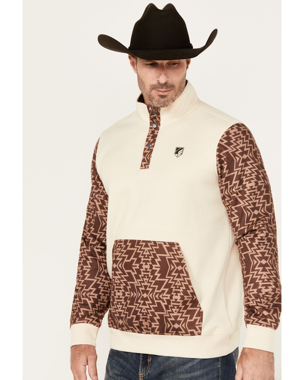 RANK 45® Men's Rosczow Southwestern Color Block 1/4 Snap Fleece Pullover