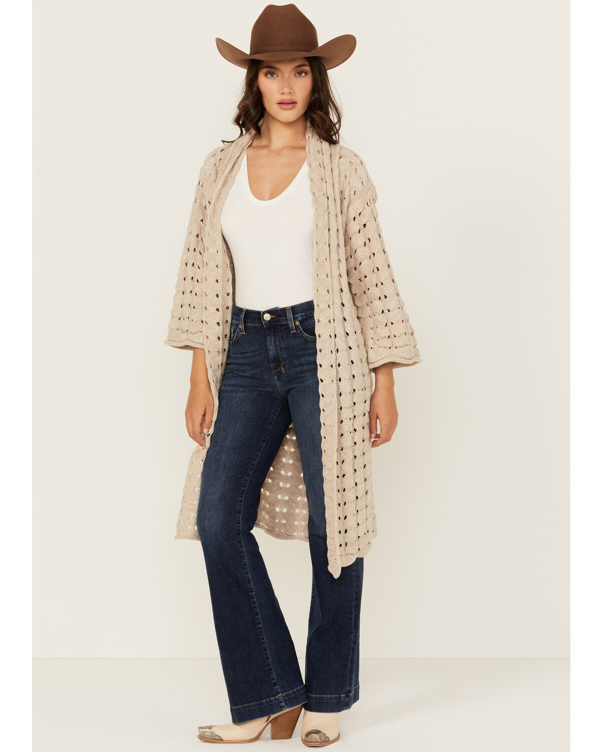 Shyanne Women's Solid Open Knit Duster