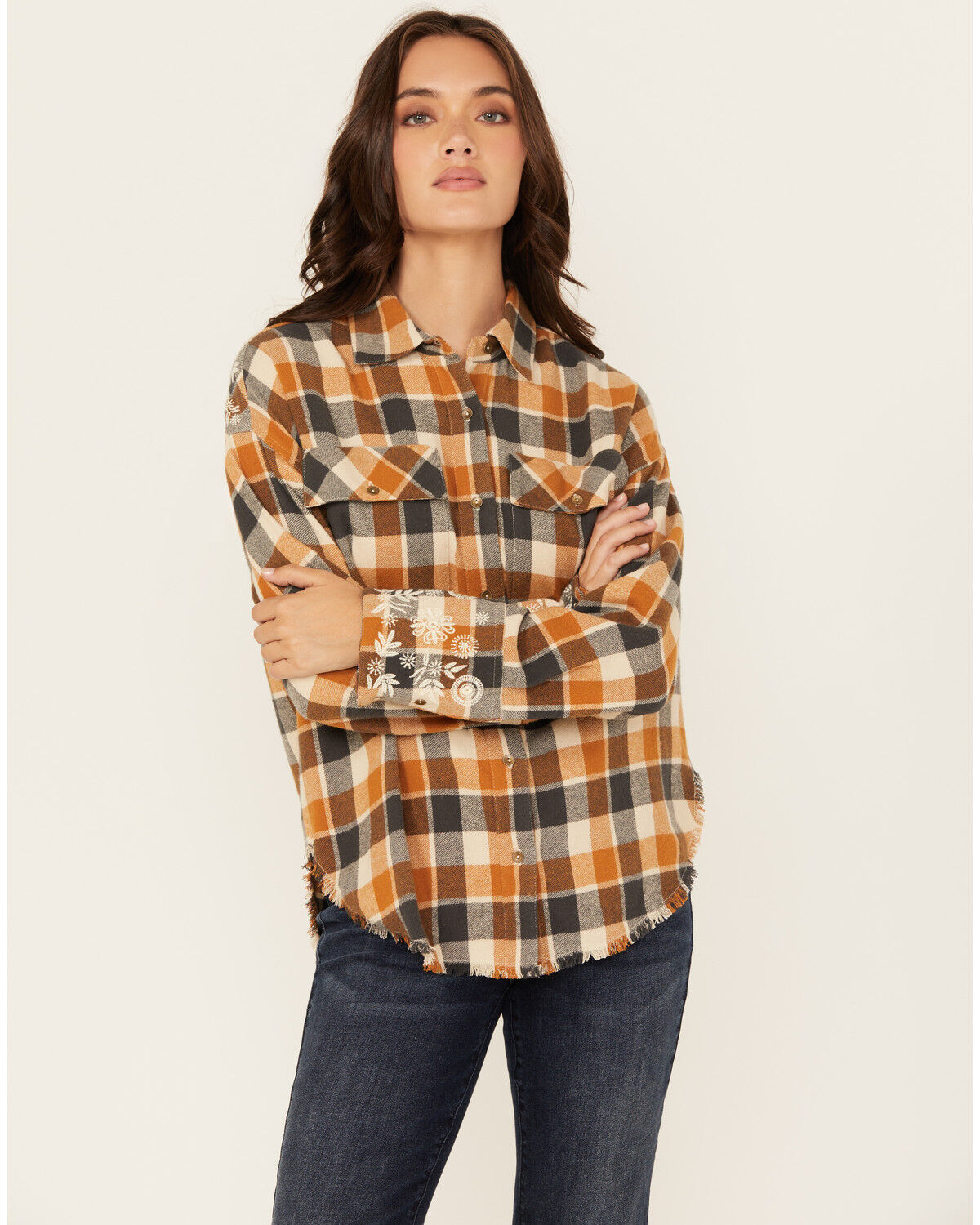 Cleo + Wolf Women's Christian Plaid Print Embroidered Long Sleeve Button-Down Western Shirt 1 289223-cleo-wolf-women-s-christian-plaid-print-embroidered-long-sleeve-button-down-western-shirt-1.jpg