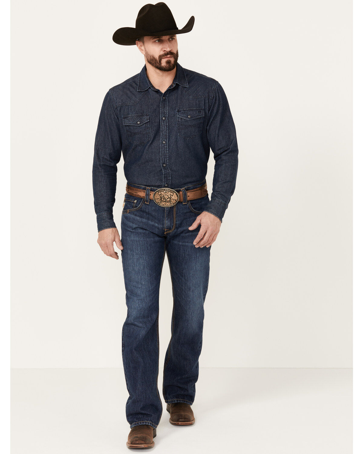 Cinch Men's Carter 2.0 Medium Stonewash Relaxed Bootcut Rigid Denim Jeans