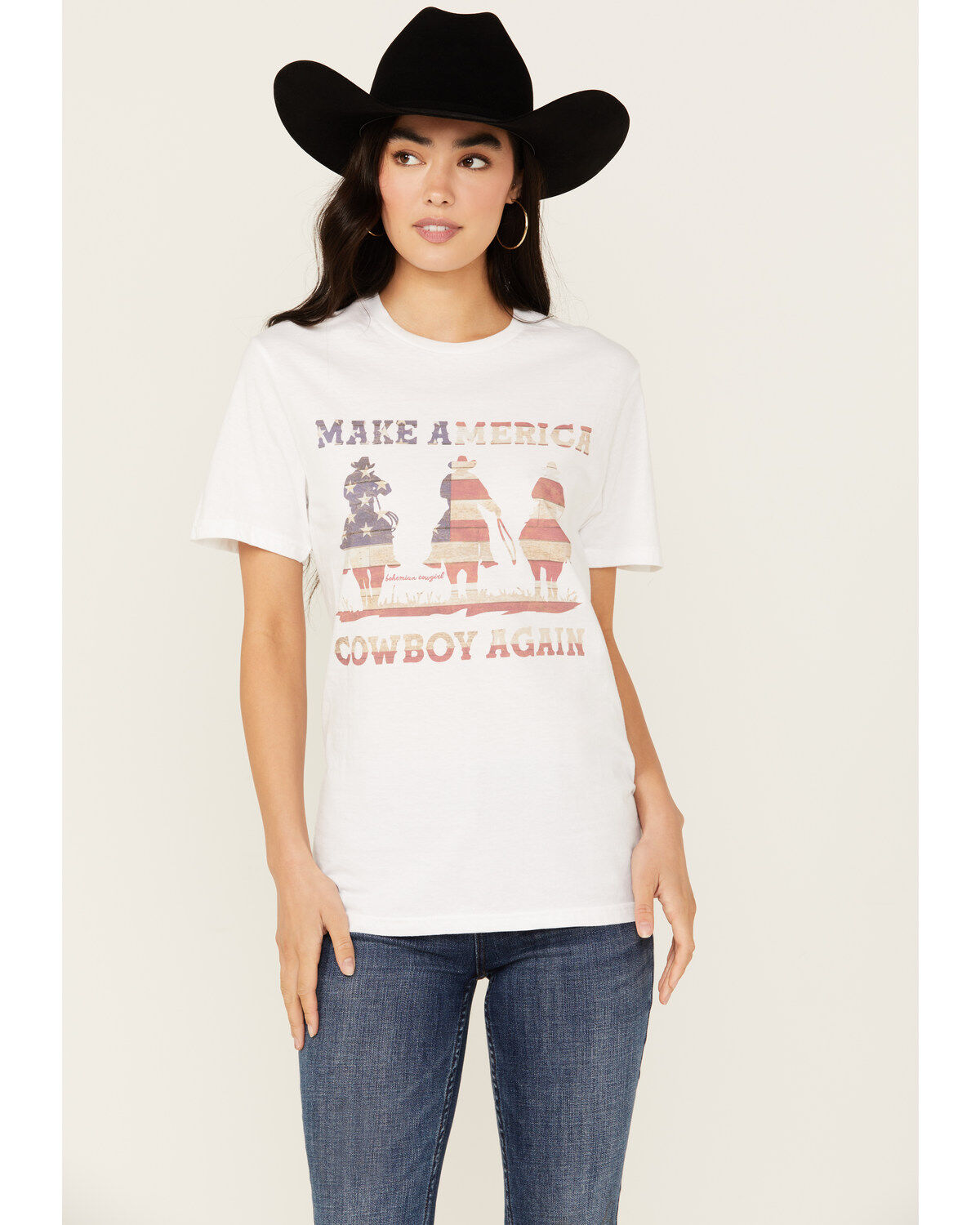 Bohemian Cowgirl Women's Make America Cowboy Short Sleeve Graphic Tee 1 291312-bohemian-cowgirl-women-s-make-america-cowboy-short-sleeve-graphic-tee-1.jpg